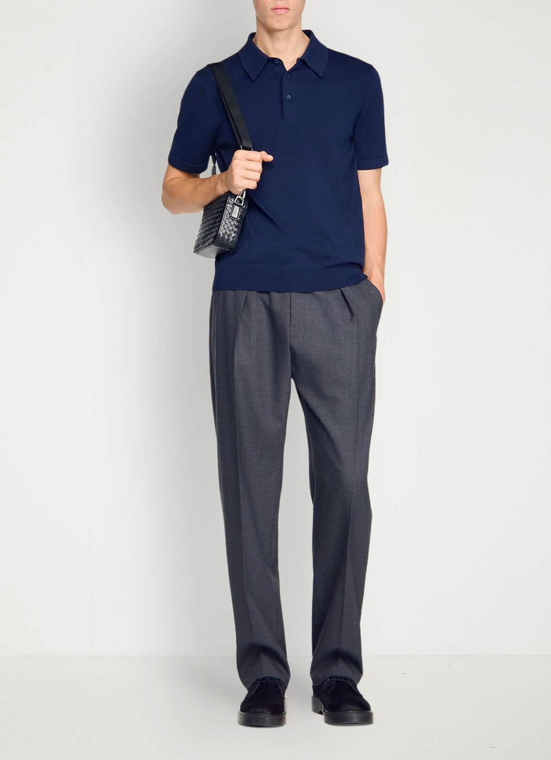 Sandro Fijngebreide trui met polokraag - voorkant 2 royal blue / blauw