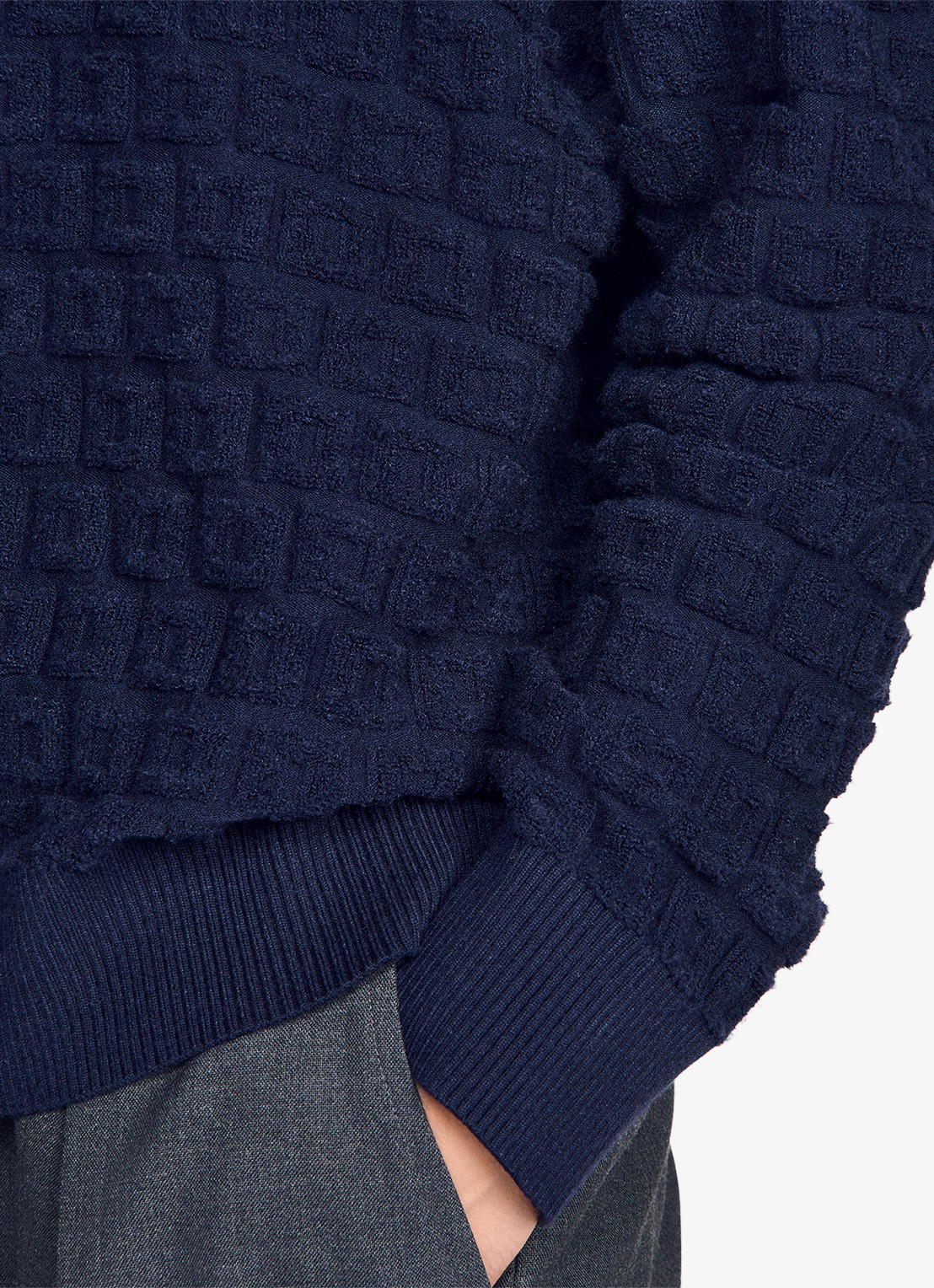 Sandro Fijngebreide trui met structuur - detail 4 donkerblauw