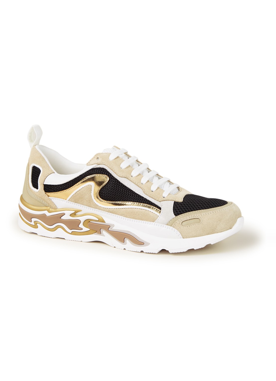Sandro Flame sneaker met suède details - voorkant zand
