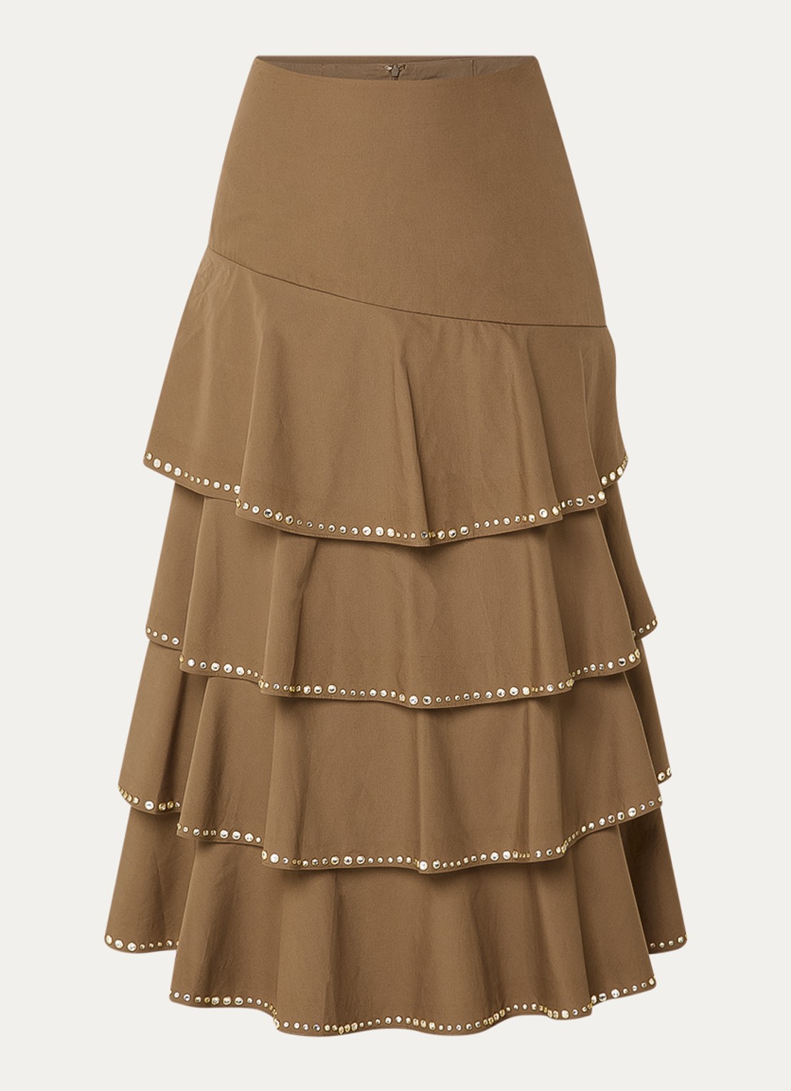 Sandro Gelaagde midi rok met strass - voorkant bruin