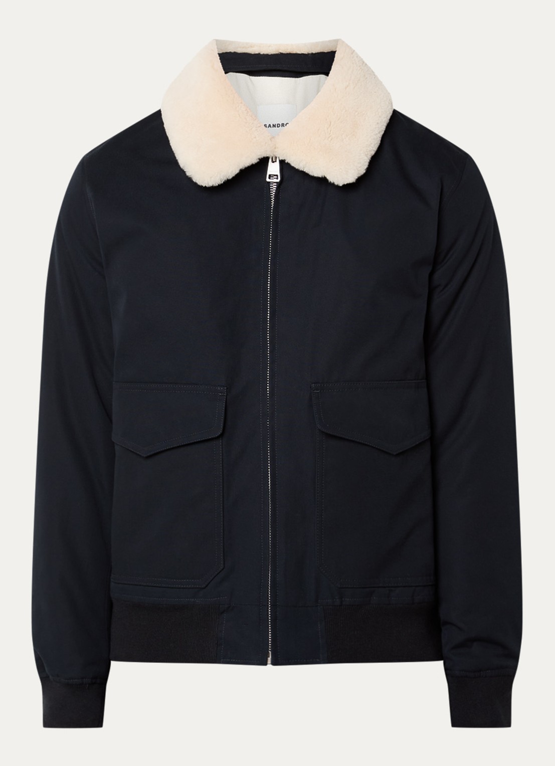 Sandro Gewatteerd jack met afneembare kraag - voorkant donkerblauw