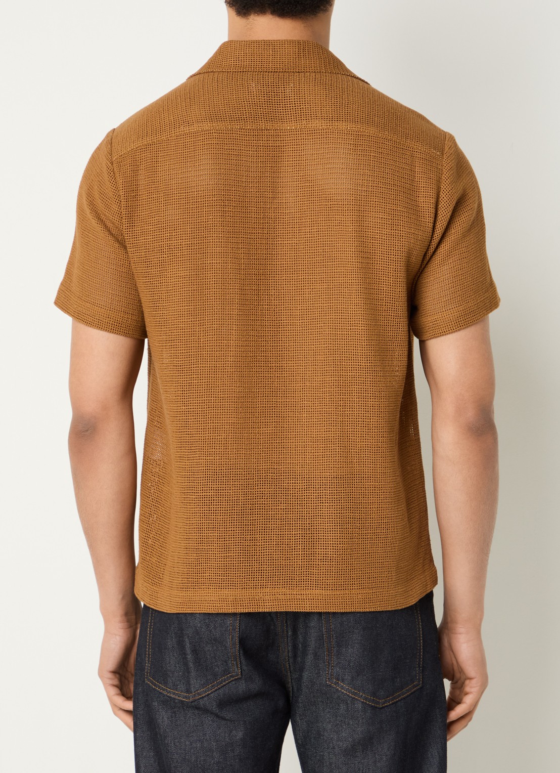 Sandro Geweven T-shirt met structuur - achterkant 4 camel