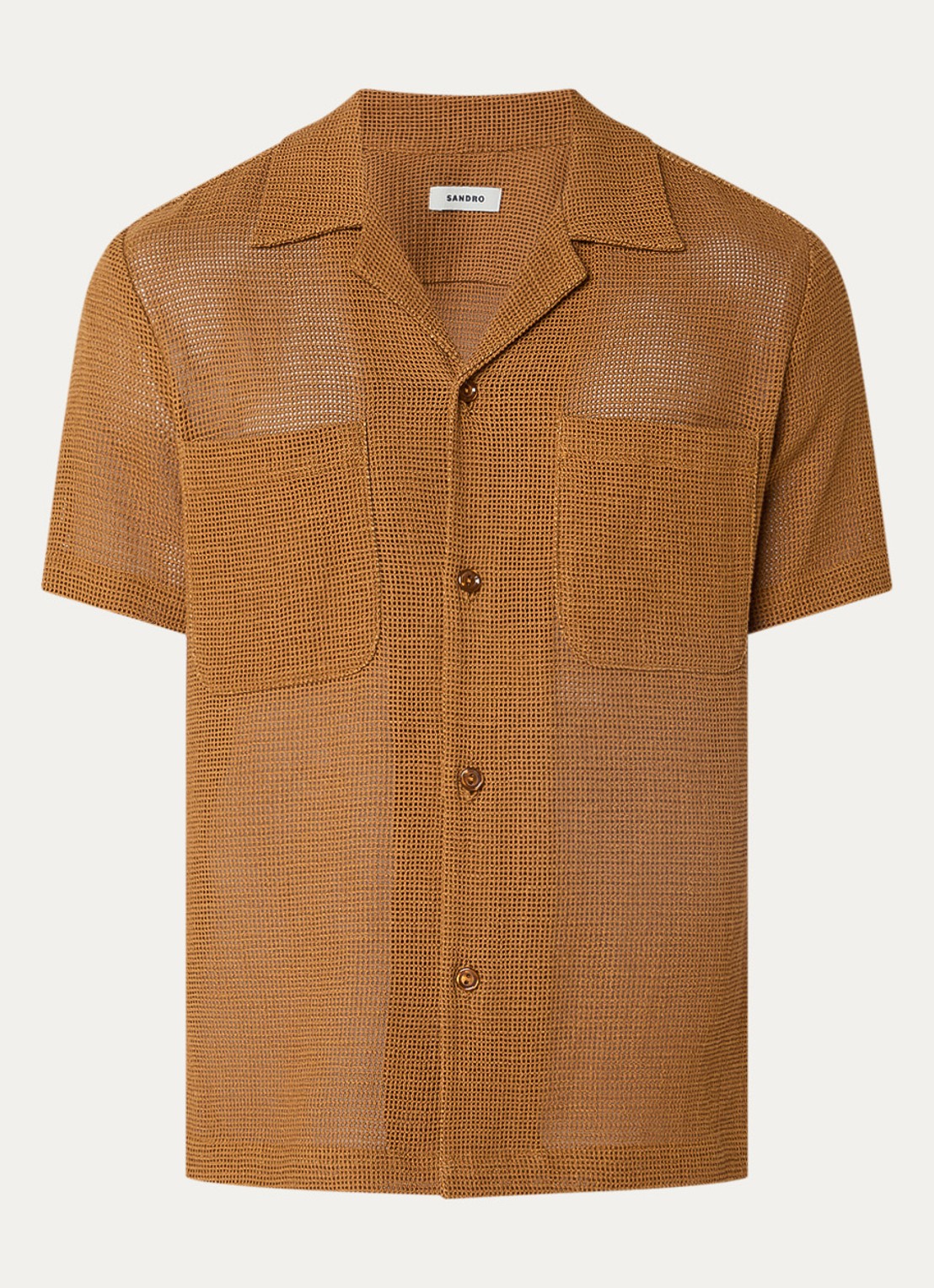 Sandro Geweven T-shirt met structuur - voorkant 2 camel