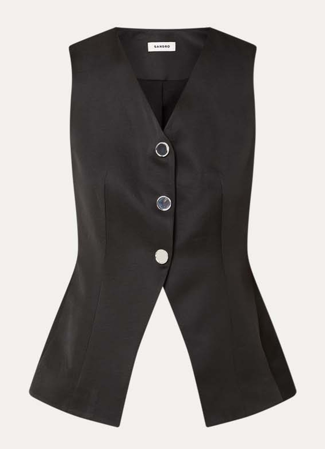 Sandro Gilet in linnenblend - voorkant zwart