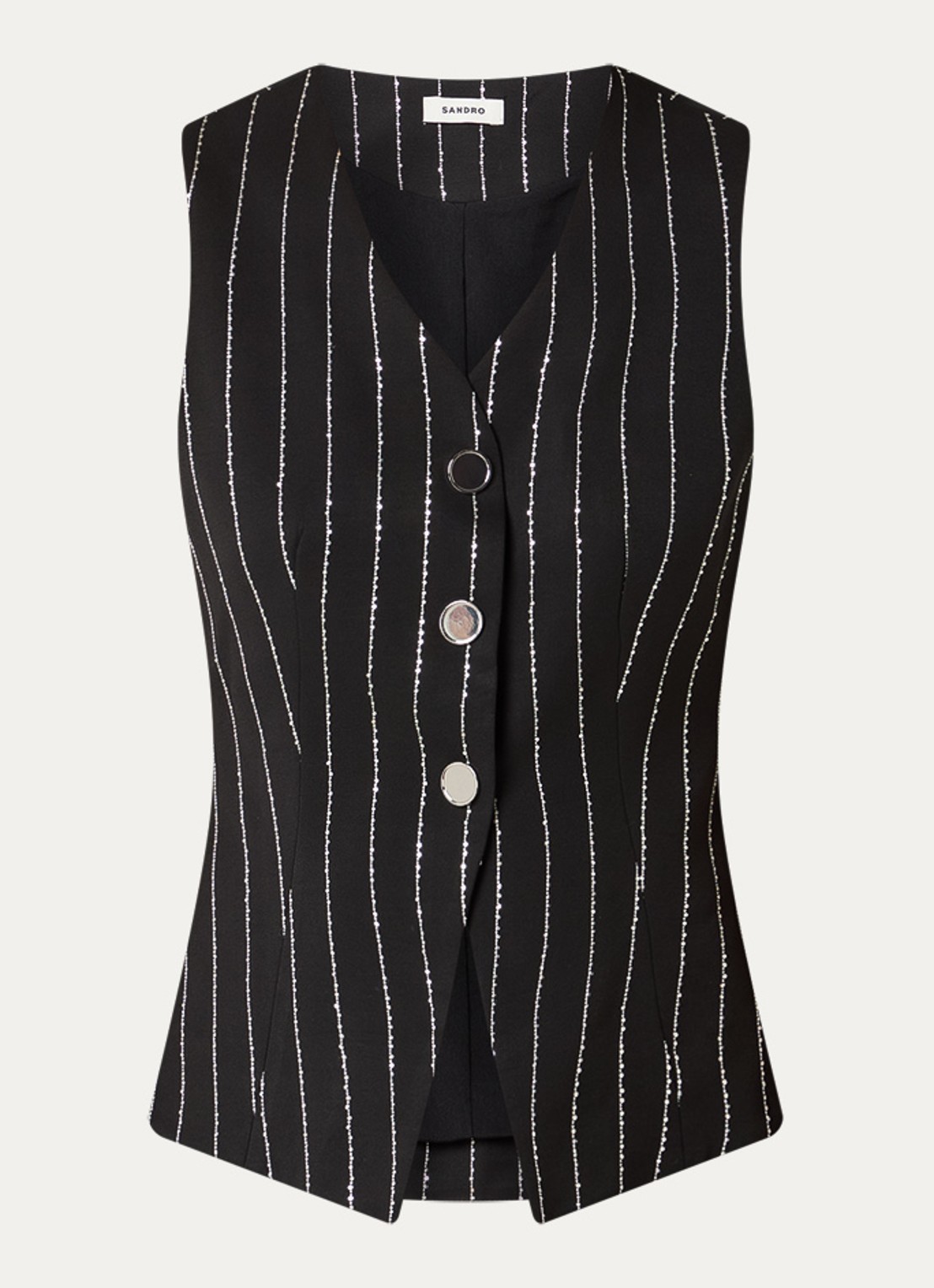 Sandro Gilet met streepprint en strass - voorkant 2 zwart