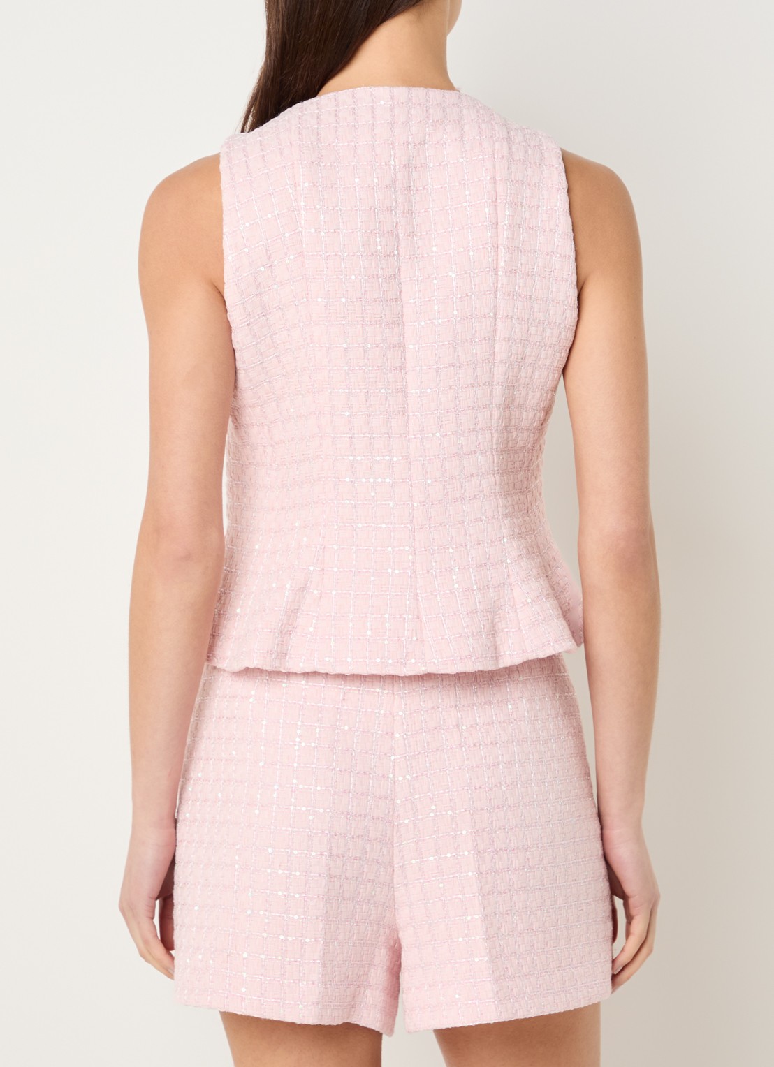 Sandro Gilet met tweed-look en pailletten - achterkant 3 zalmroze