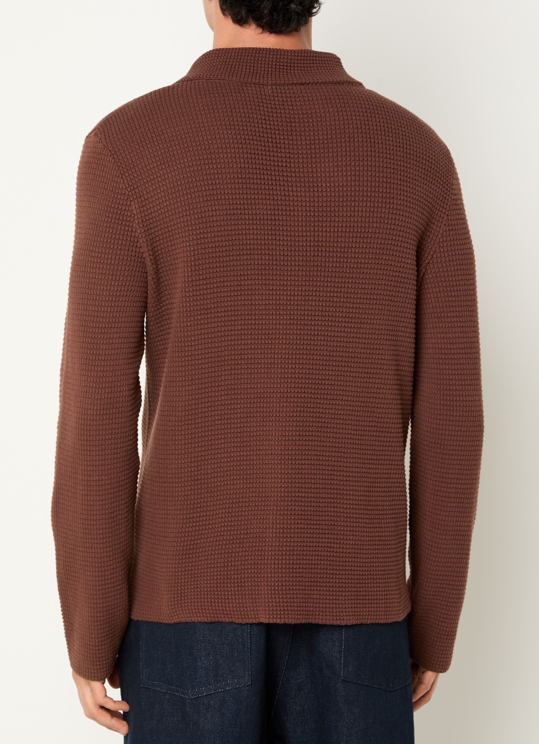 Sandro Grofgebreid overshirt met structuur - achterkant 2 donkerbruin