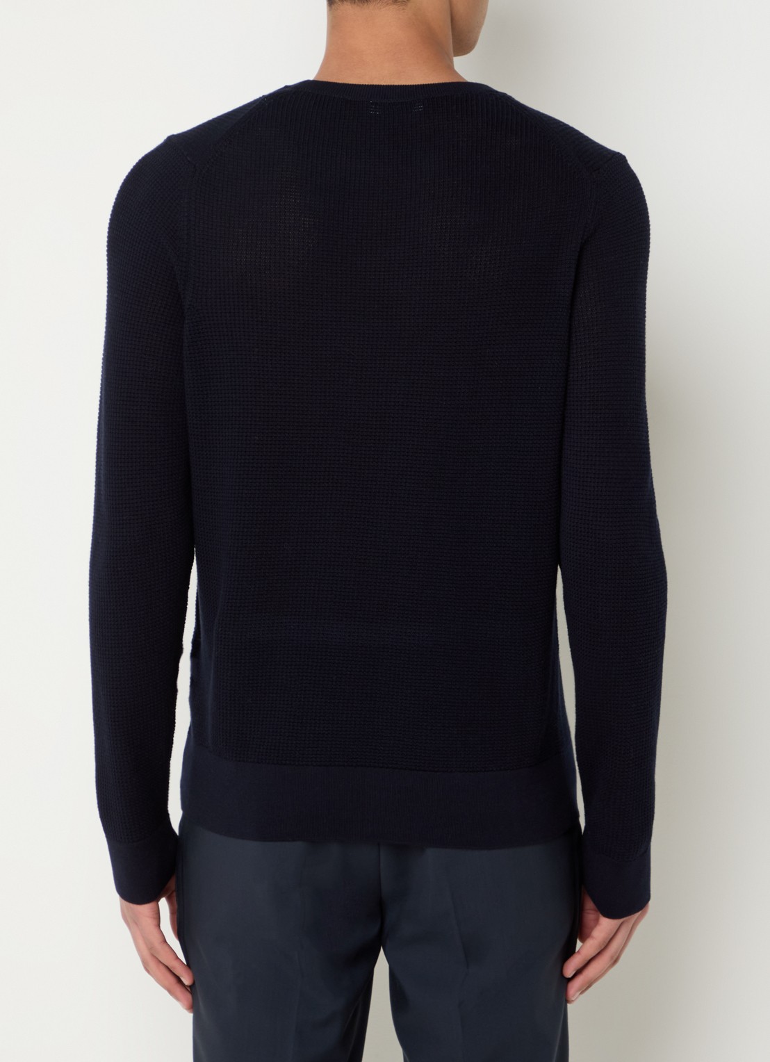 Sandro Grofgebreide pullover met structuur - achterkant 4 donkerblauw