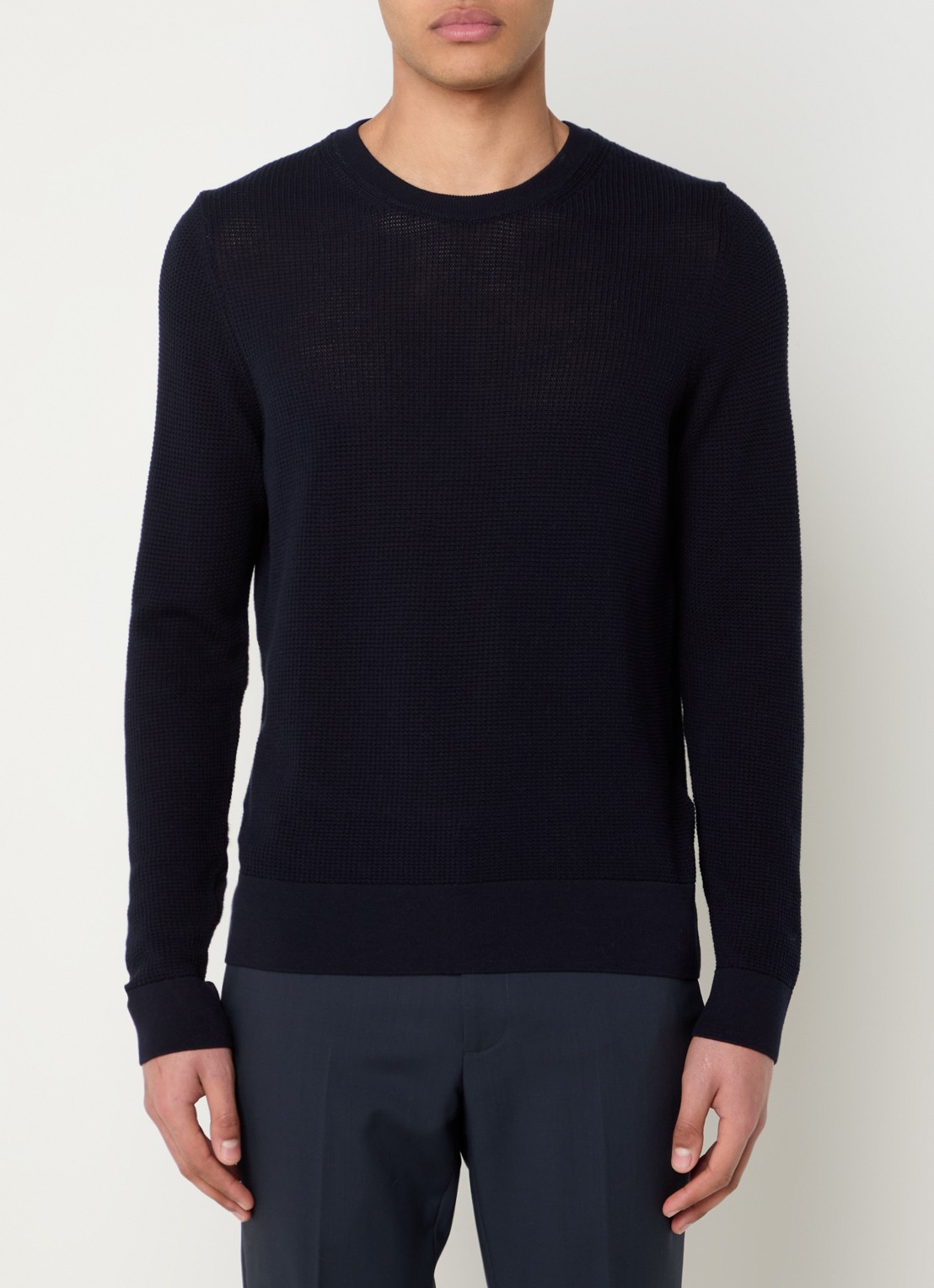 Sandro Grofgebreide pullover met structuur - detail 3 donkerblauw