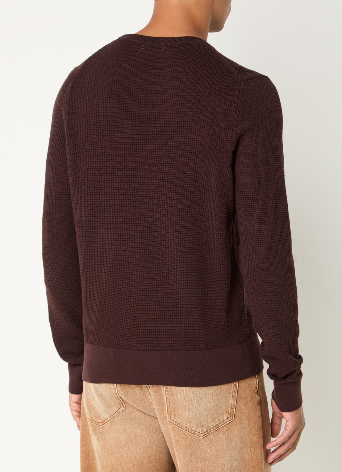 Sandro Grofgebreide pullover met structuur - achterkant hazelnootbruin