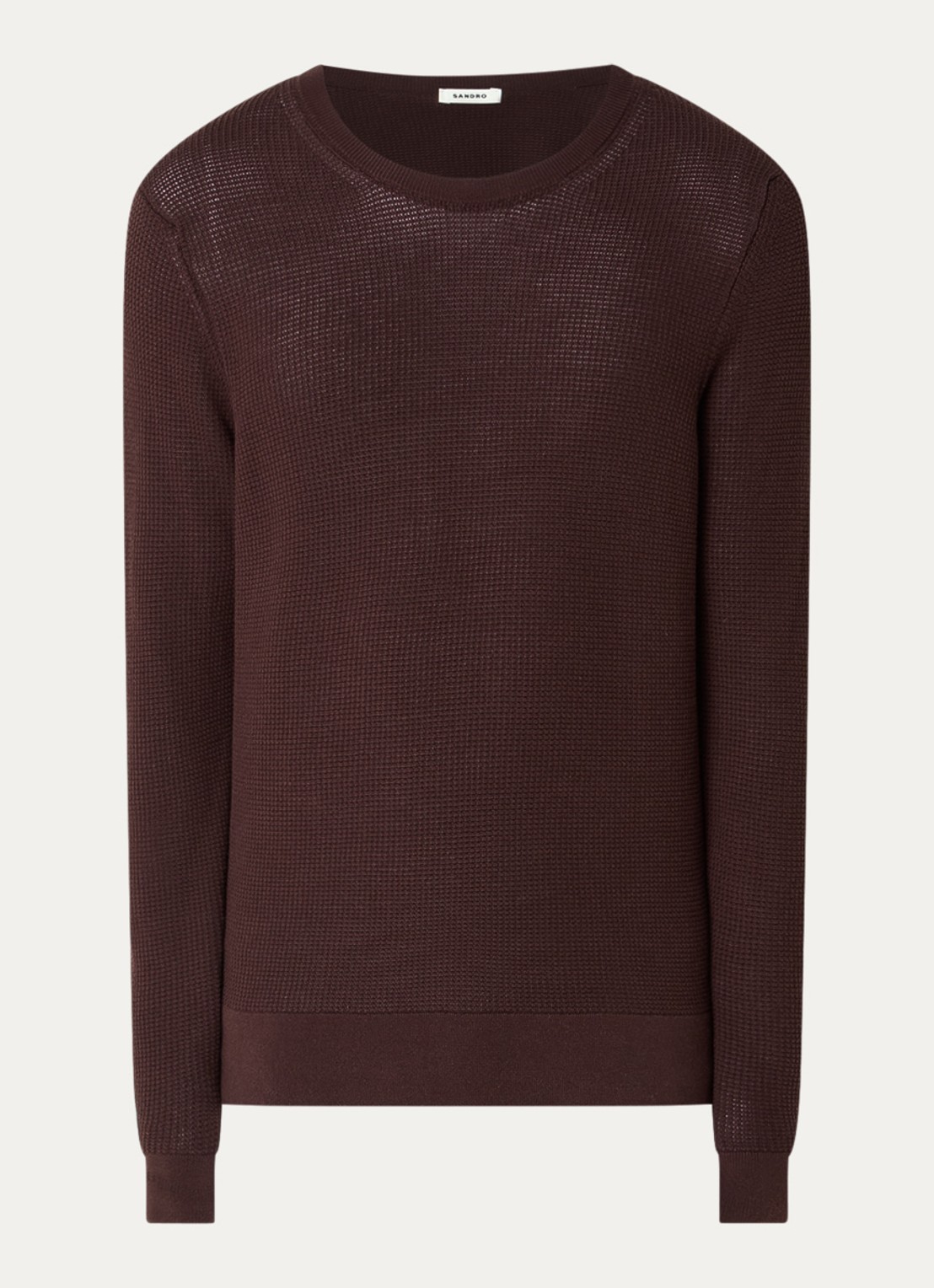Sandro Grofgebreide pullover met structuur - voorkant 3 hazelnootbruin