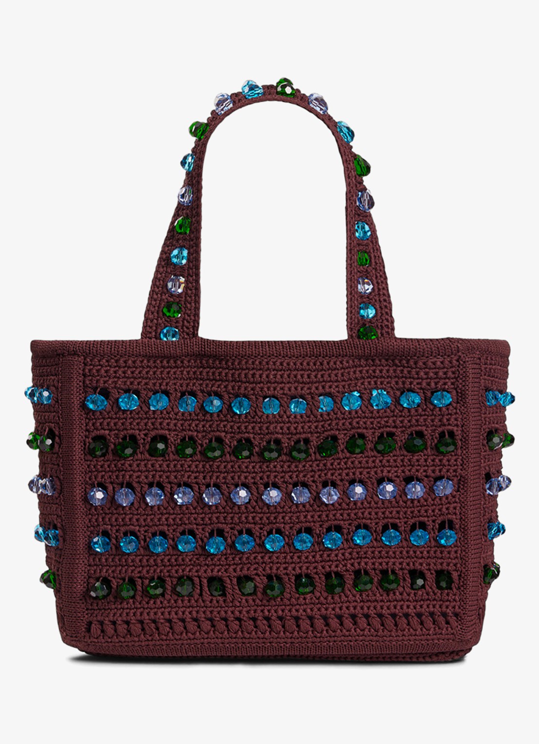 Sandro Handtas van crochet met kralen - voorkant 5 bruin