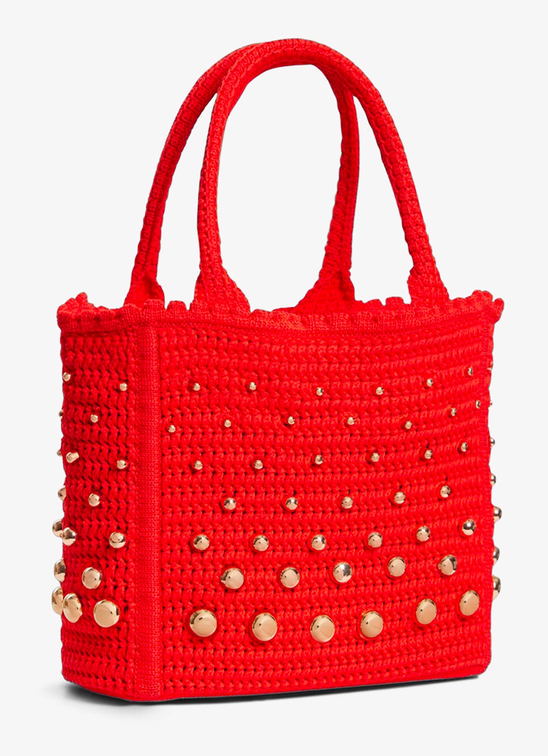 Sandro Handtas van crochet met studs - detail 2 steenrood