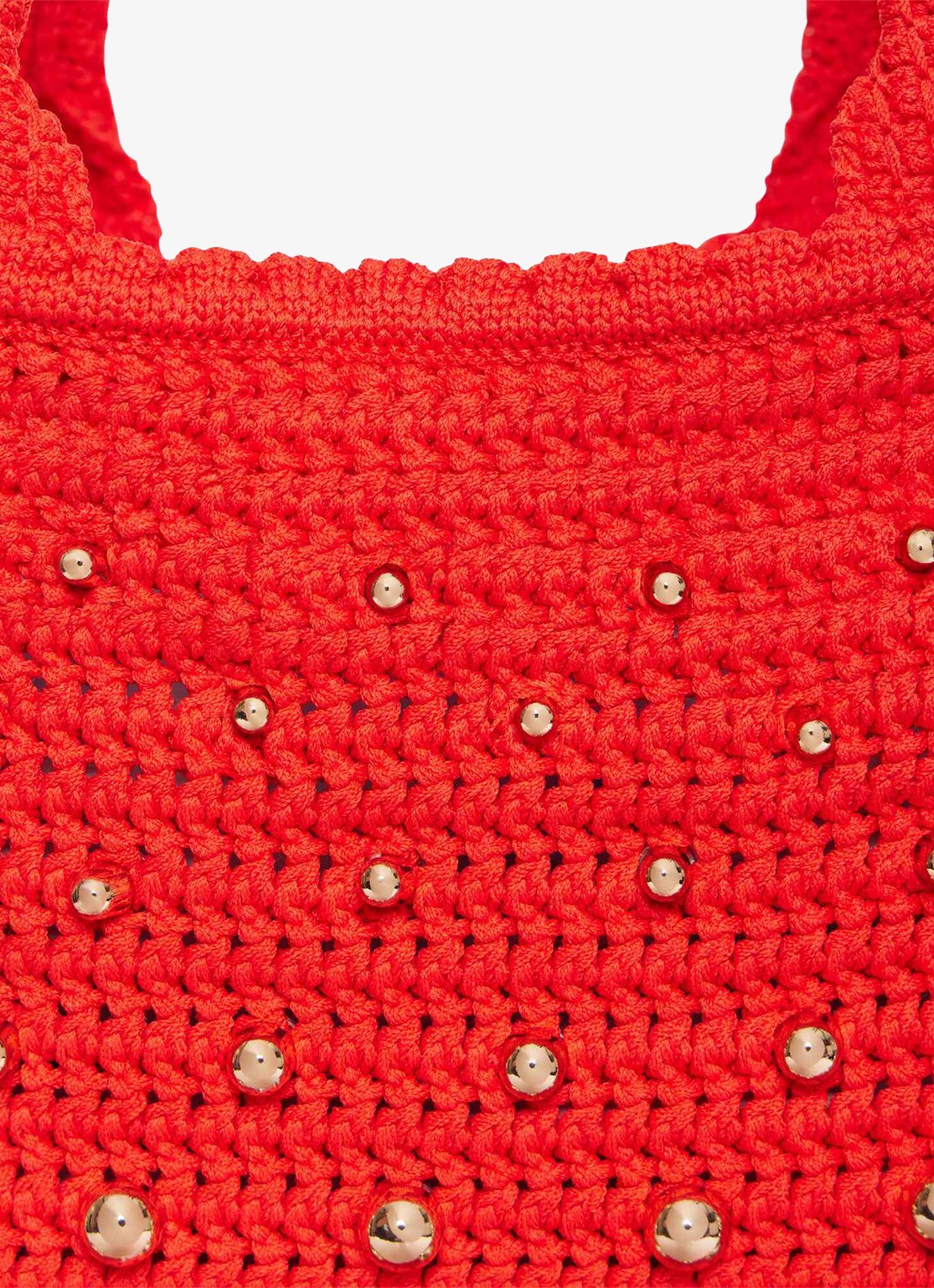 Sandro Handtas van crochet met studs - detail 3 steenrood