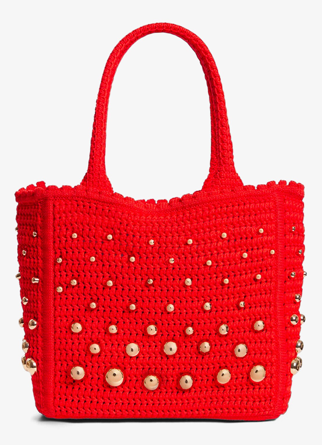 Sandro Handtas van crochet met studs - voorkant 5 steenrood