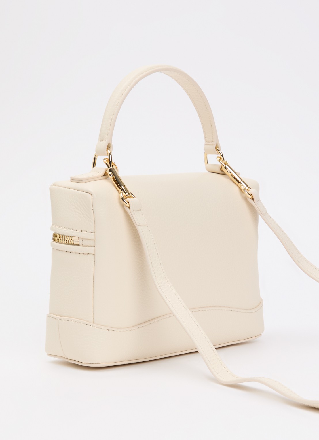 Sandro Handtas van leer met afneembare schouderriem - achterkant 3 beige