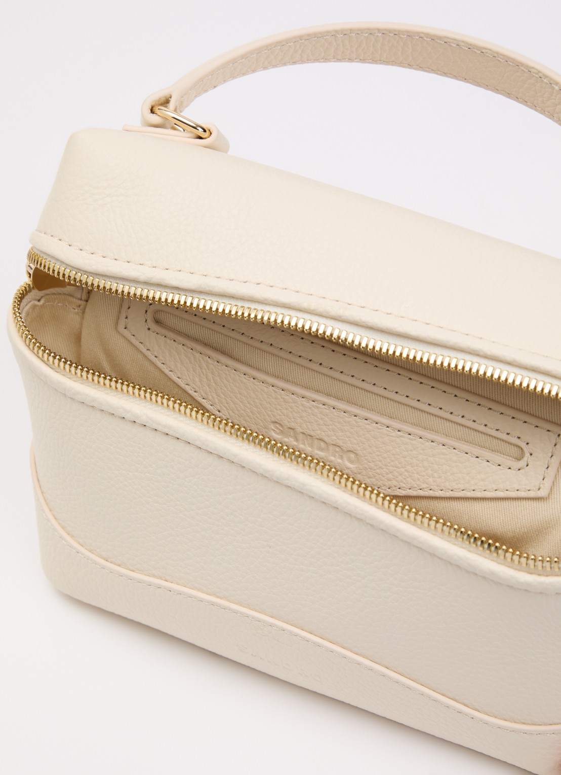 Sandro Handtas van leer met afneembare schouderriem - detail 4 beige