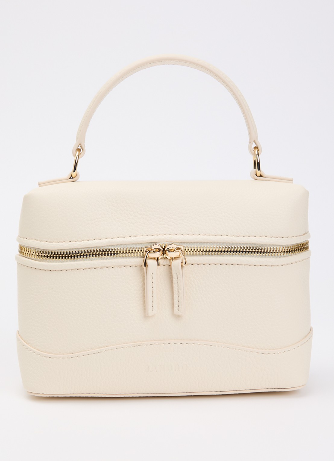 Sandro Handtas van leer met afneembare schouderriem - voorkant beige
