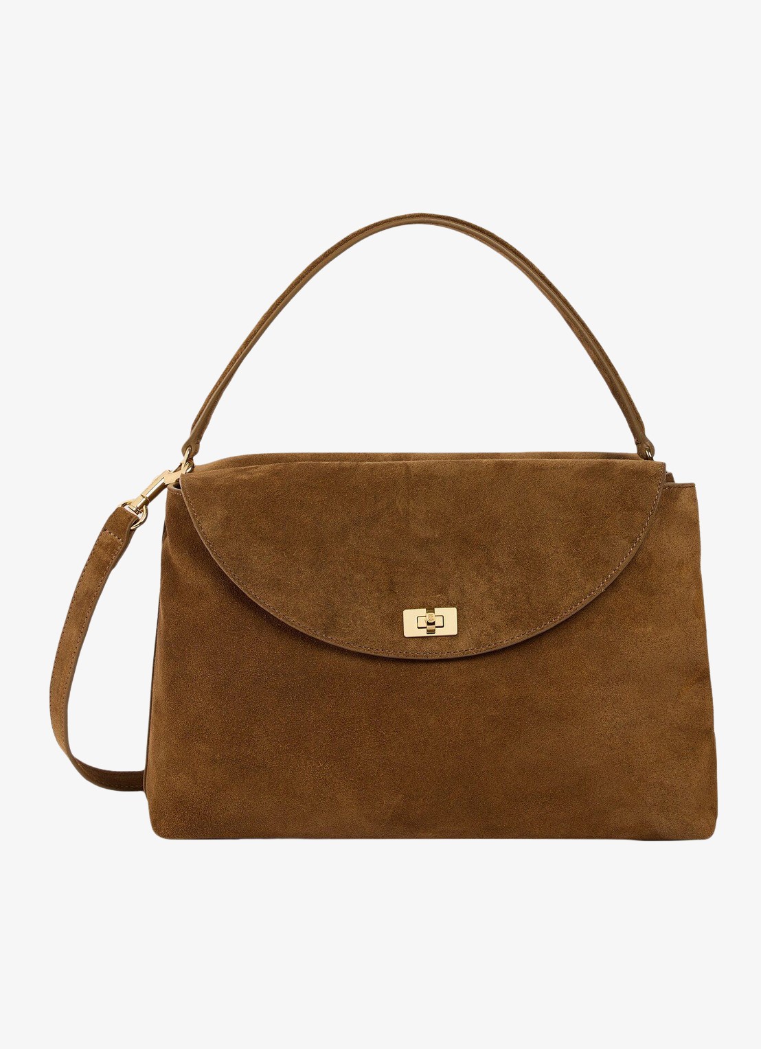 Sandro Handtas van suède met verstelbare en afneembare schouderriem - voorkant 5 beige / beige