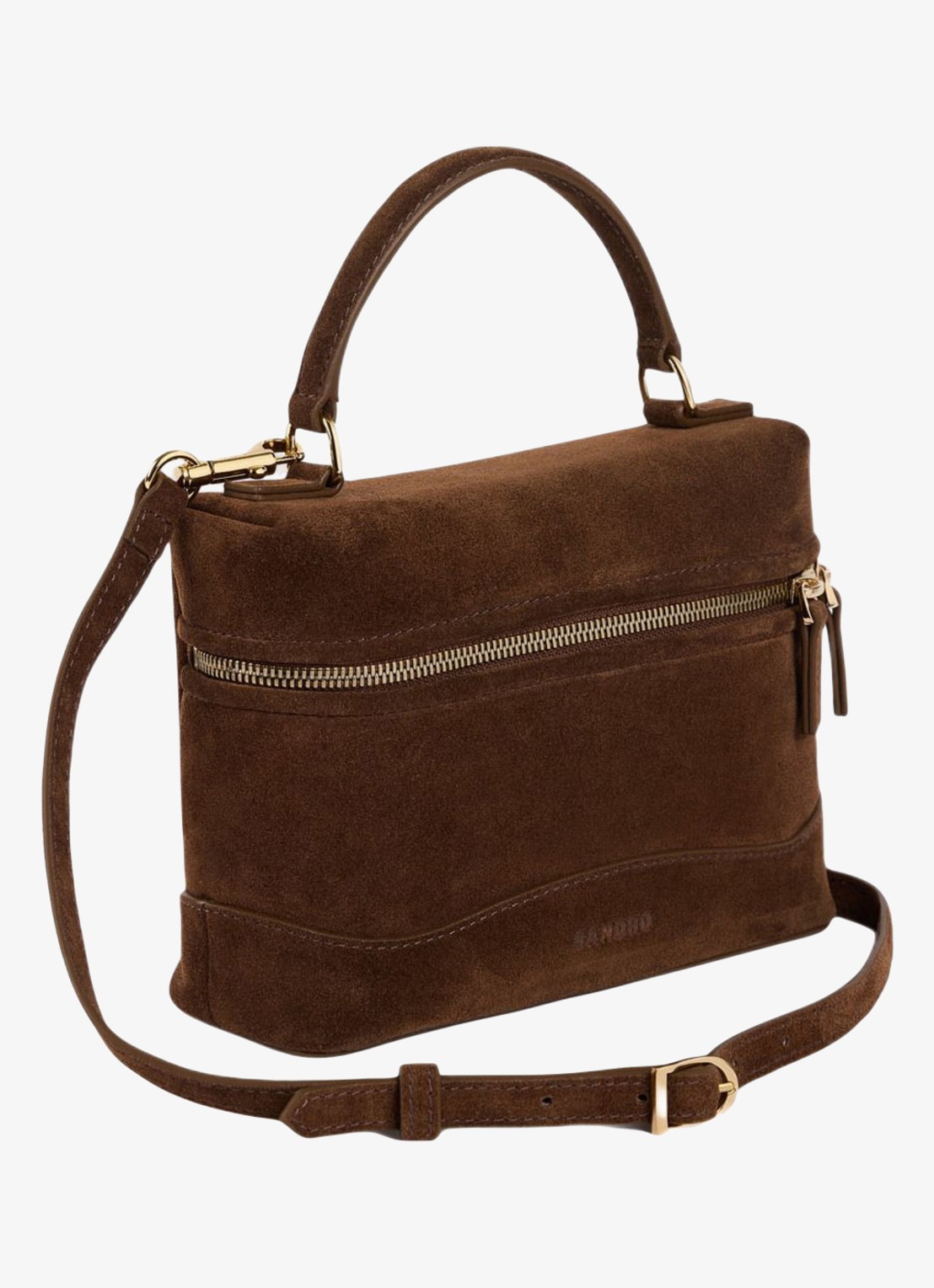 Sandro Handtas van suède - detail 2 brown / bruin