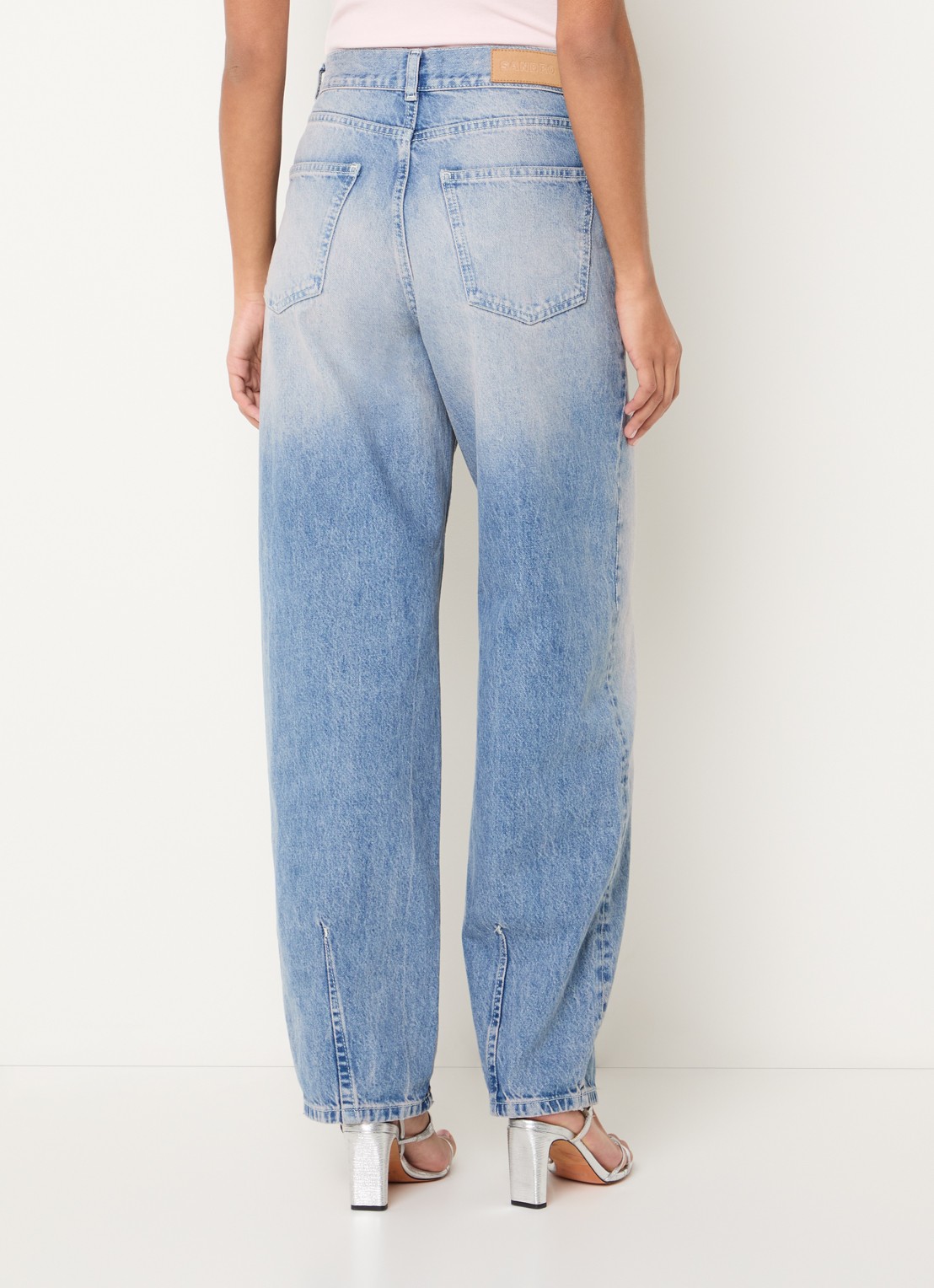 Sandro High waist balloon fit jeans met lichte wassing - achterkant 5 indigo