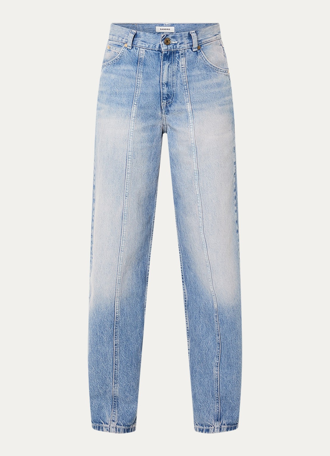 Sandro High waist balloon fit jeans met lichte wassing - voorkant 3 indigo