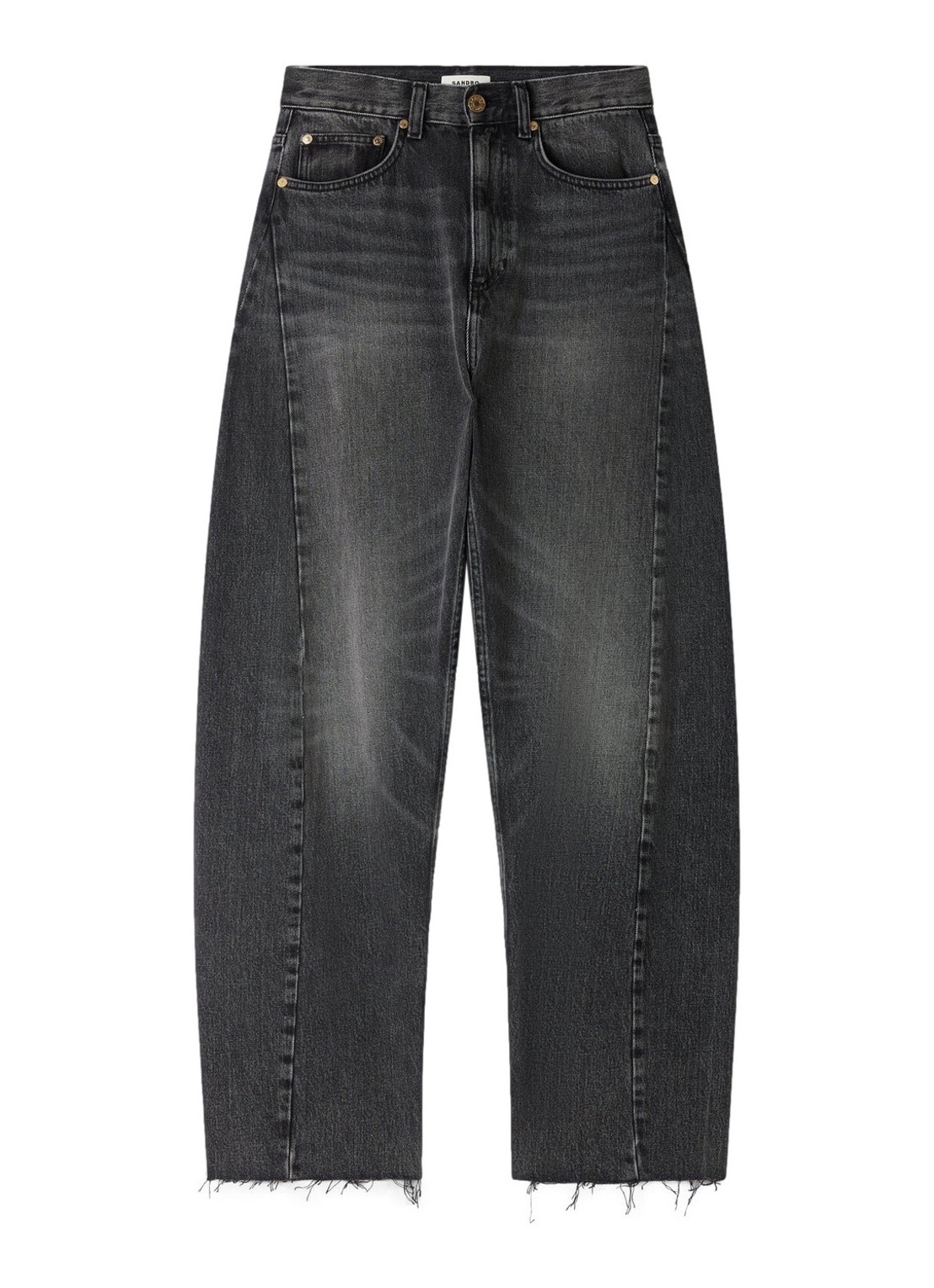 Sandro High waist balloon fit jeans met steekzakken - voorkant donkergrijs