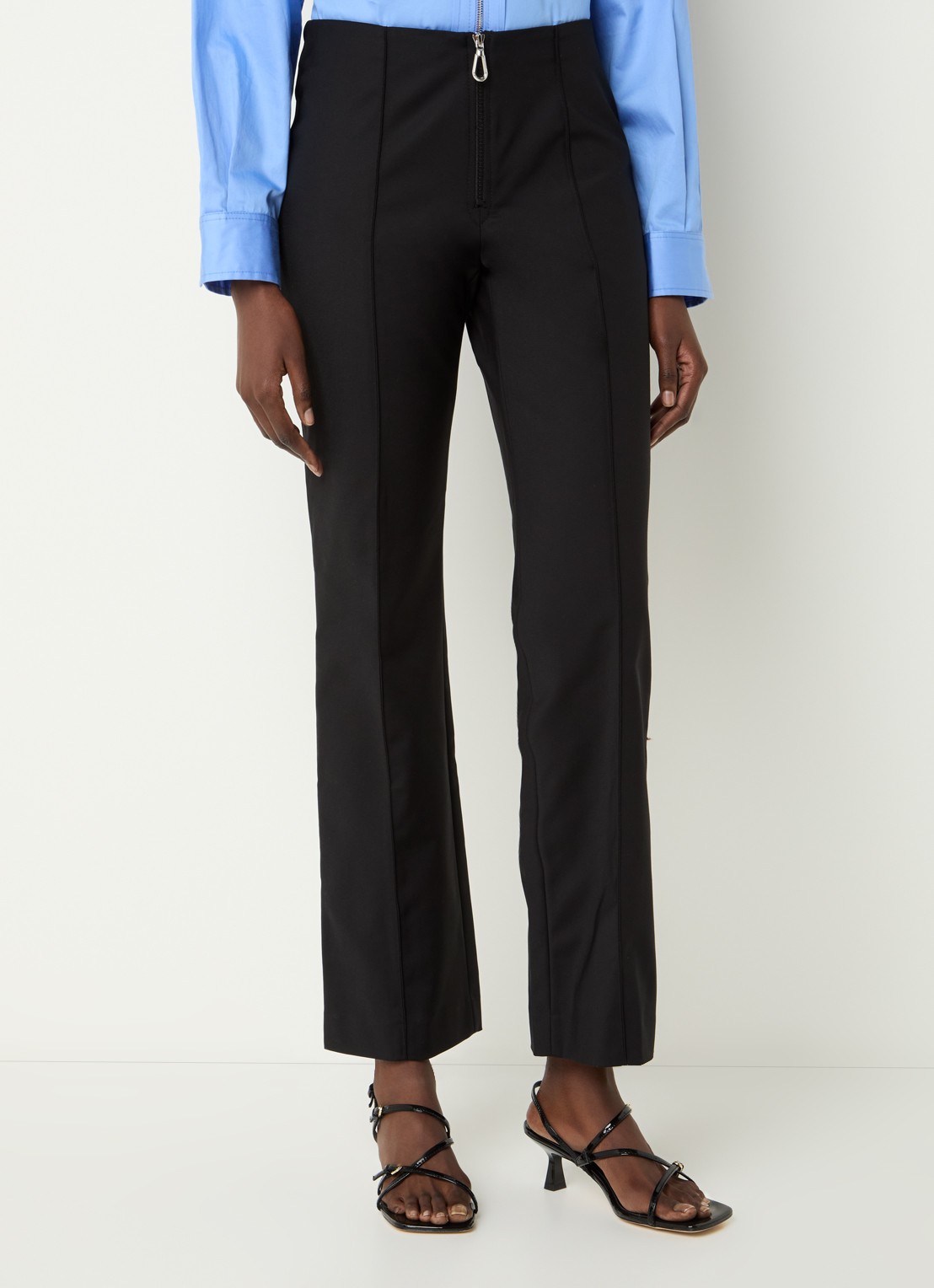 Sandro High waist cropped flared pantalon met persplooi - detail zwart
