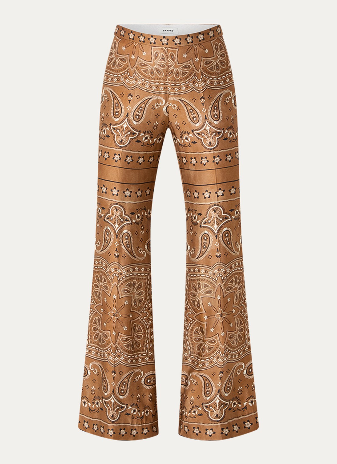 Sandro High waist flared broek met print - voorkant bruin