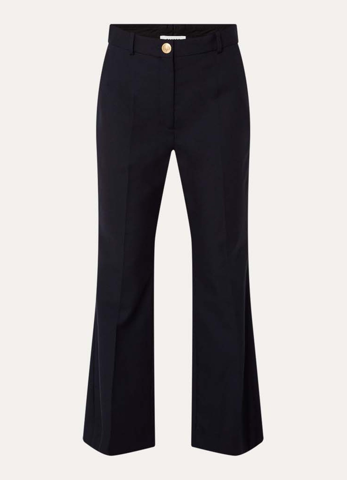Sandro High waist flared fit pantalon van scheerwol met steekzakken - voorkant donkerblauw