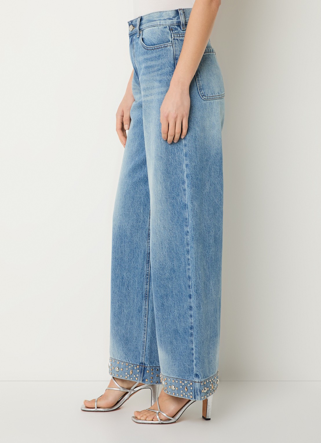 Sandro High waist loose fit jeans met lichte wassing - detail 3 indigo