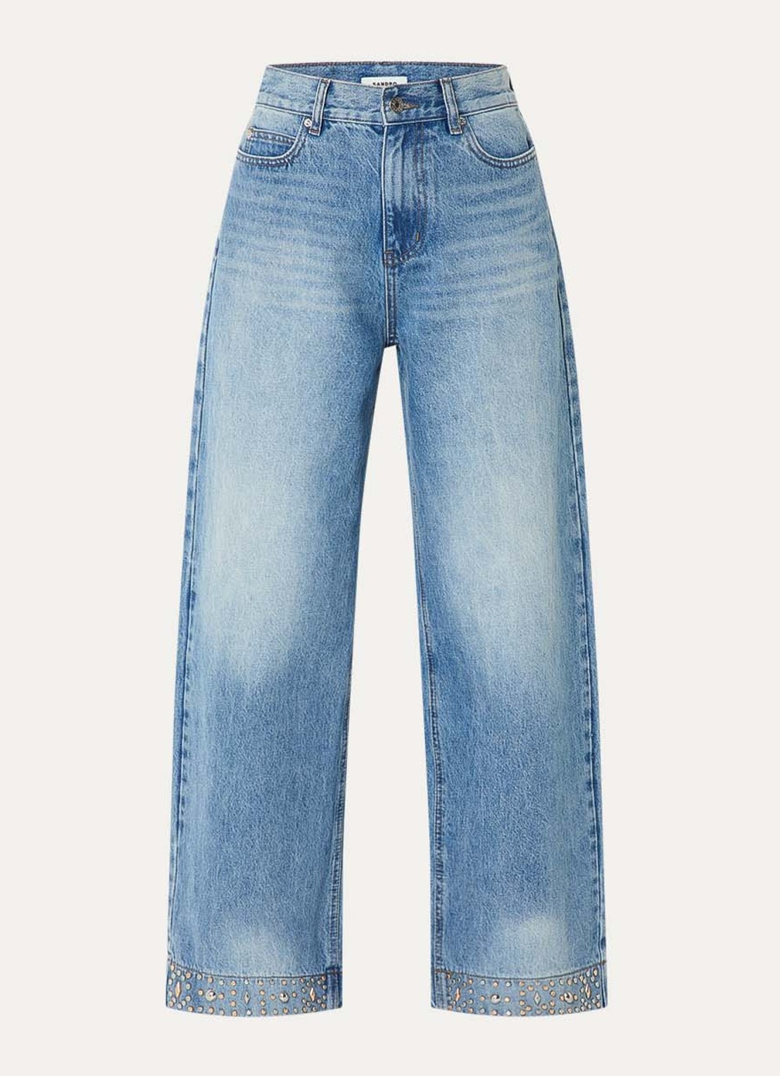 Sandro High waist loose fit jeans met lichte wassing - voorkant 4 indigo