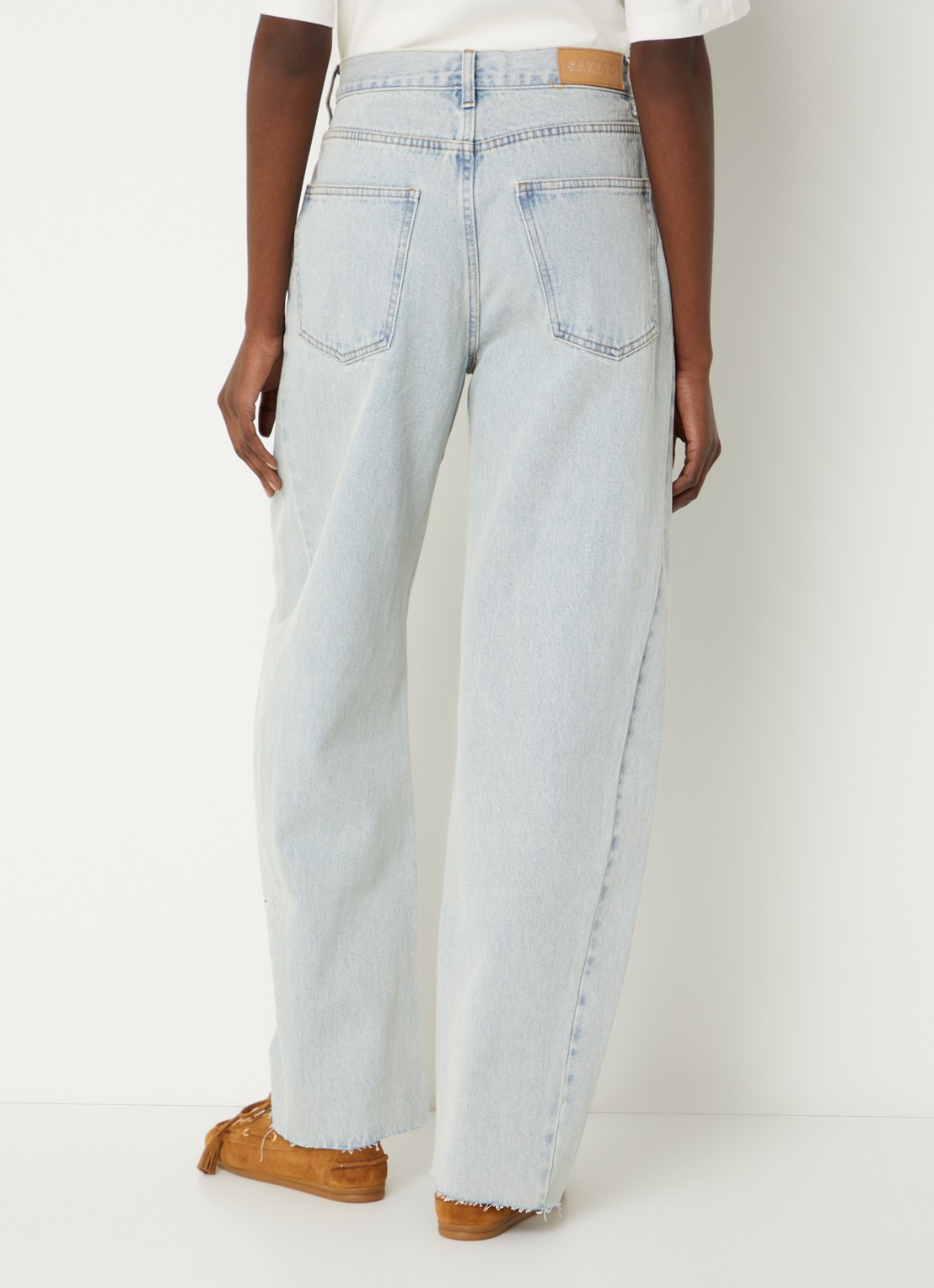 Sandro High waist loose fit jeans met lichte wassing - achterkant 5 indigo