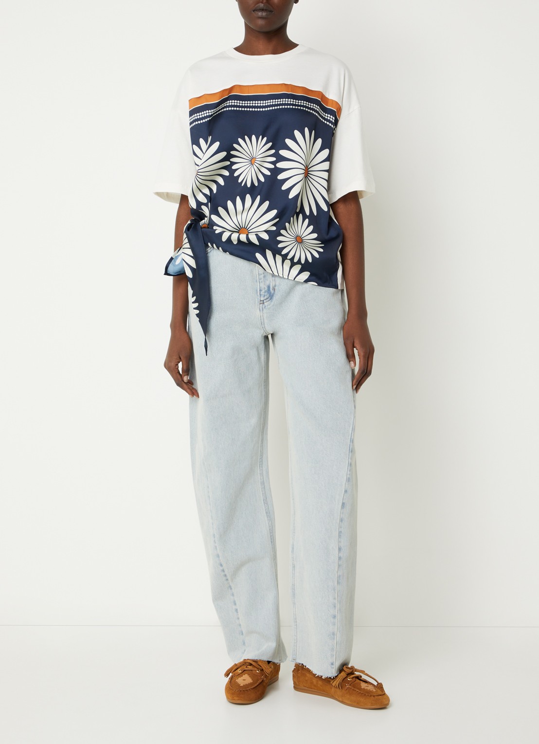 Sandro High waist loose fit jeans met lichte wassing - voorkant 4 indigo