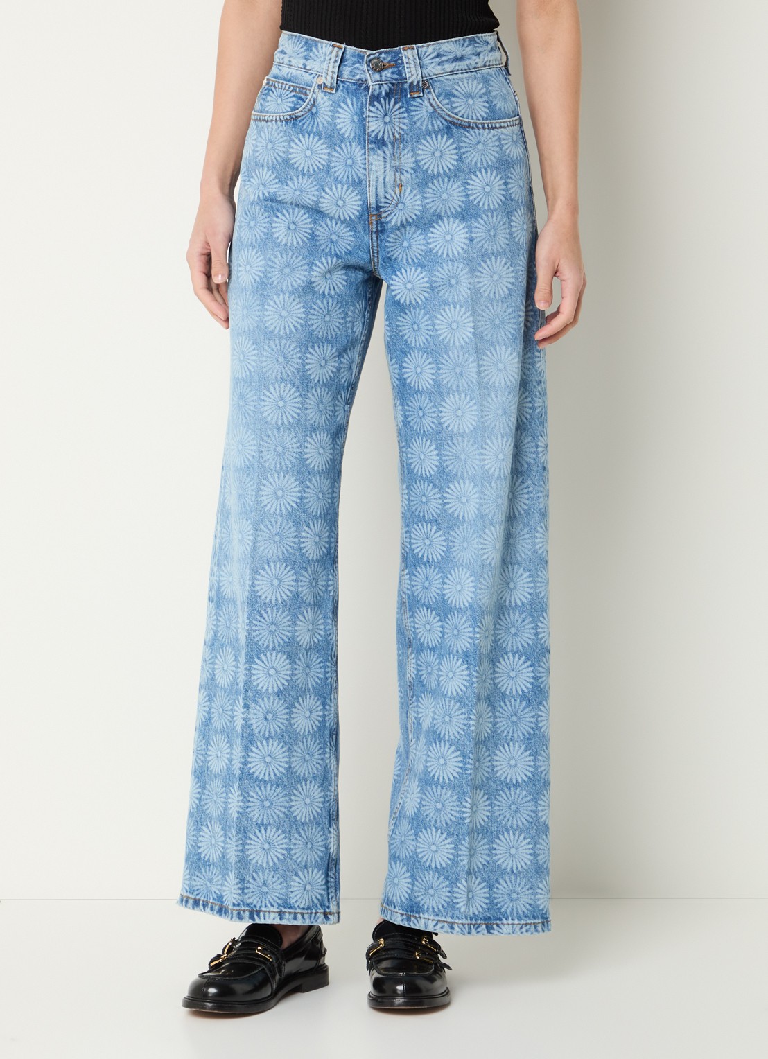 Sandro High waist loose fit jeans met print - detail 4 indigo