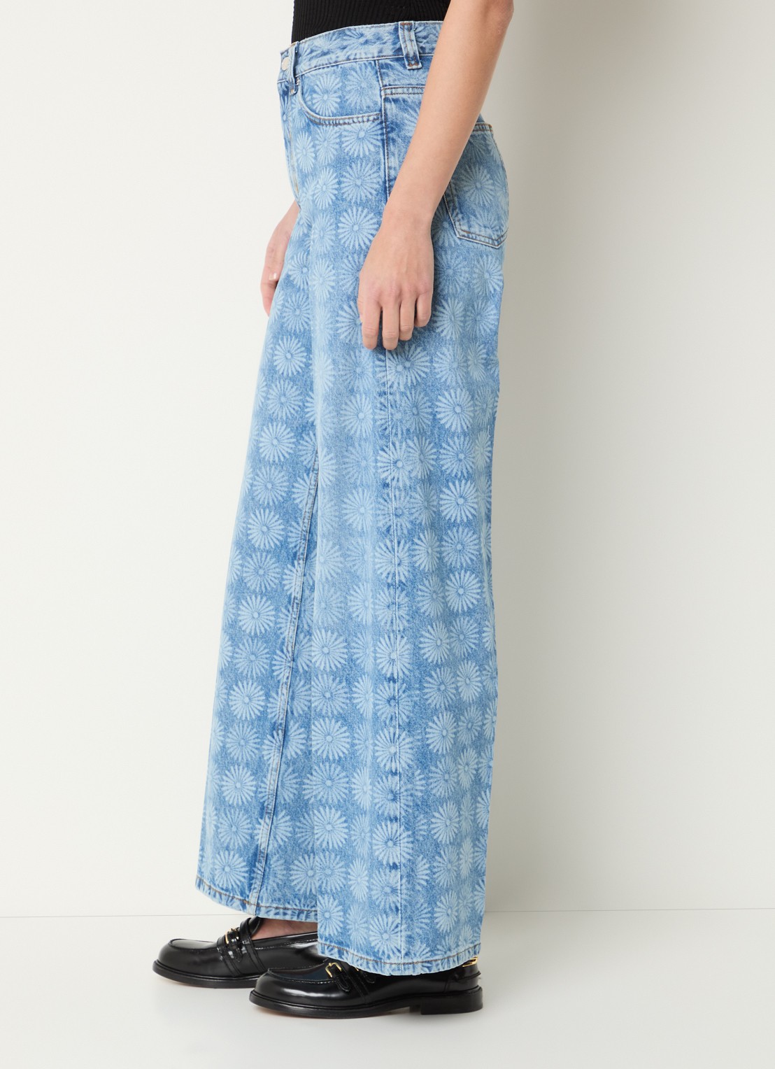 Sandro High waist loose fit jeans met print - detail 5 indigo