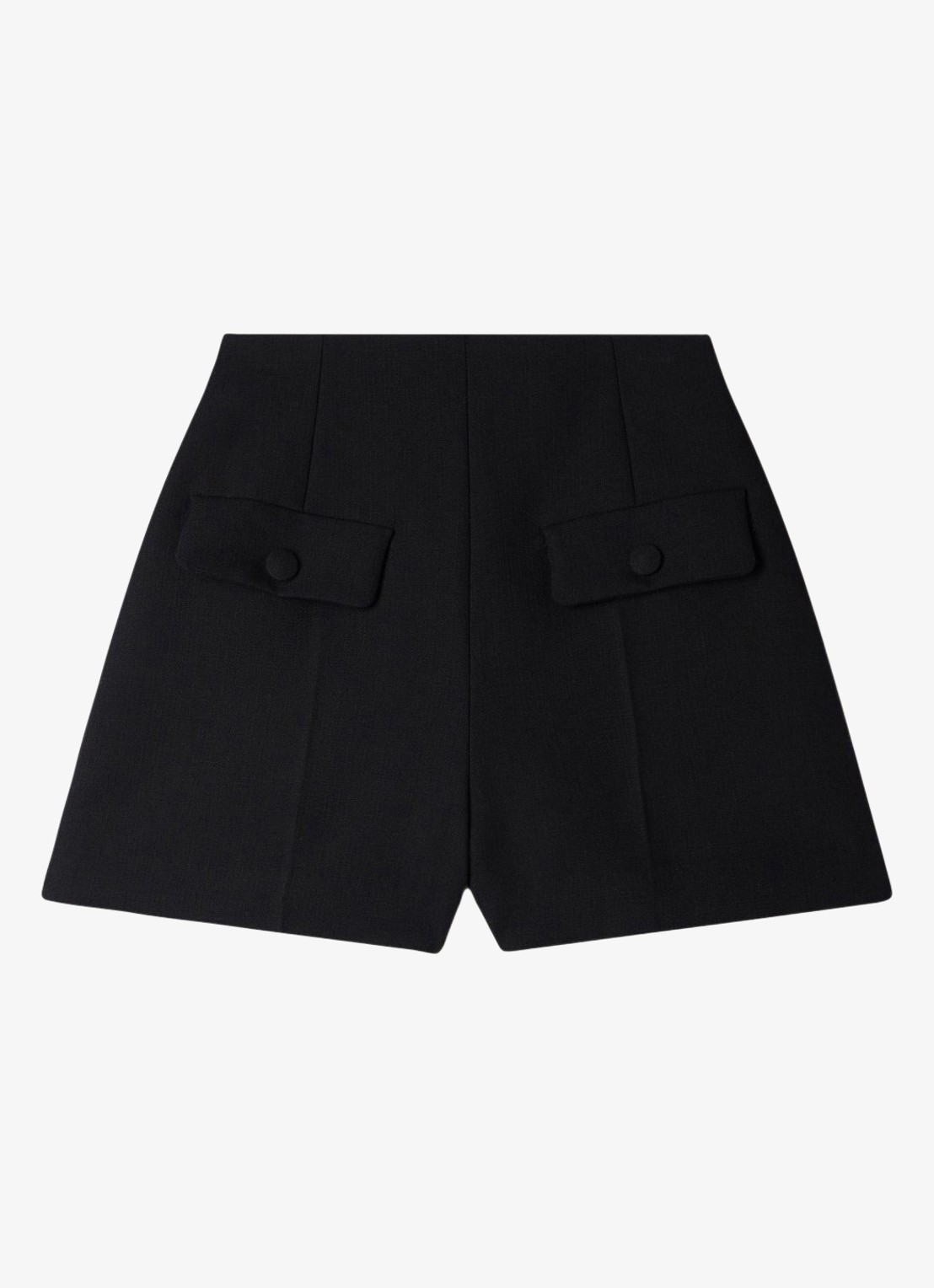 Sandro High waist loose fit korte broek van wol - voorkant 6 zwart