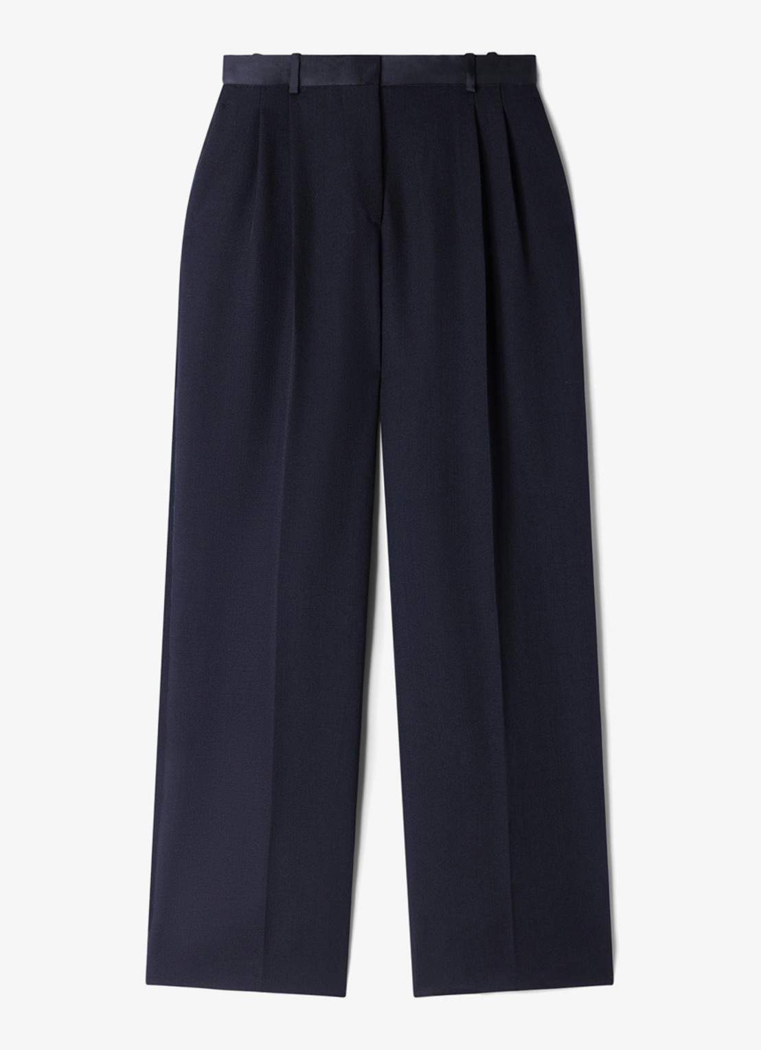 Sandro High waist loose fit pantalon van satijn - voorkant zwart