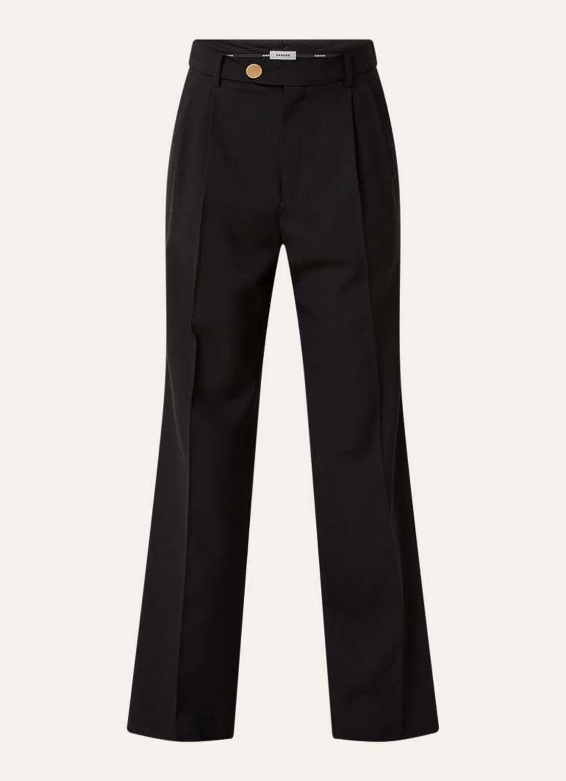Sandro High waist loose fit pantalon van wol met persplooi - voorkant zwart