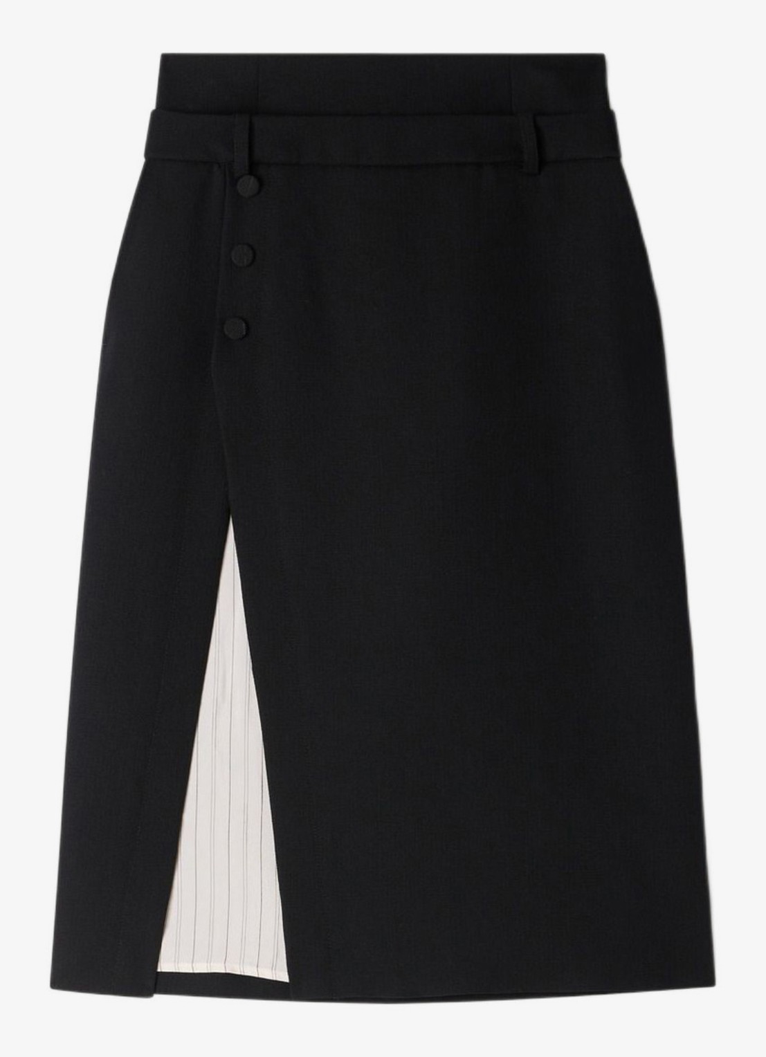 Sandro High waist midi rok van wol met split - voorkant 5 zwart