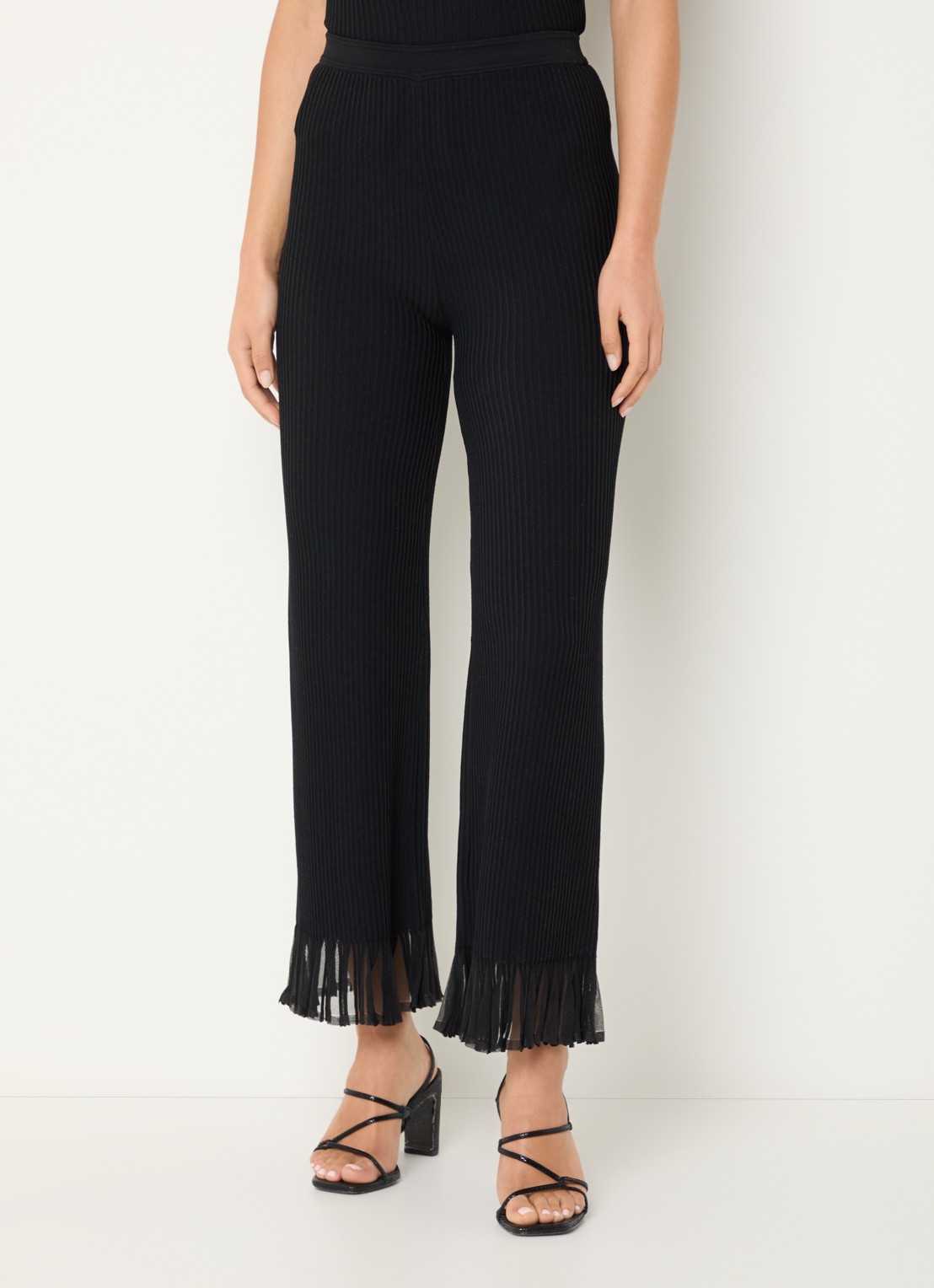 Sandro High waist straight fit broek met franjes - detail 3 zwart