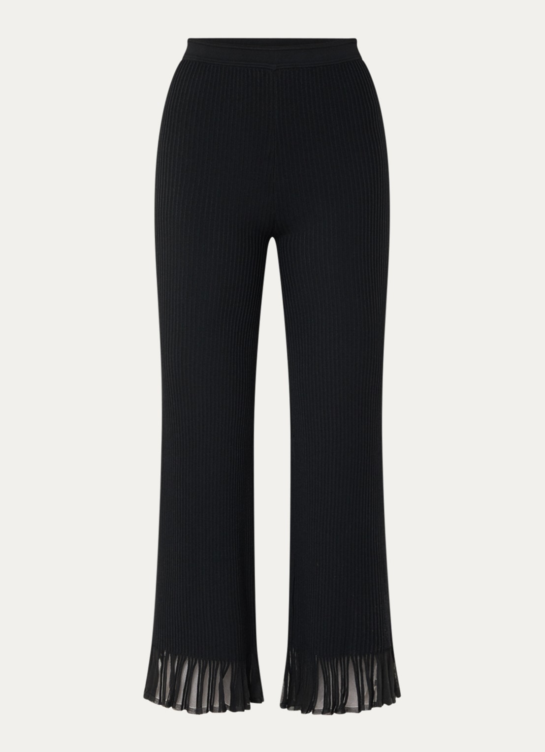 Sandro High waist straight fit broek met franjes - voorkant zwart
