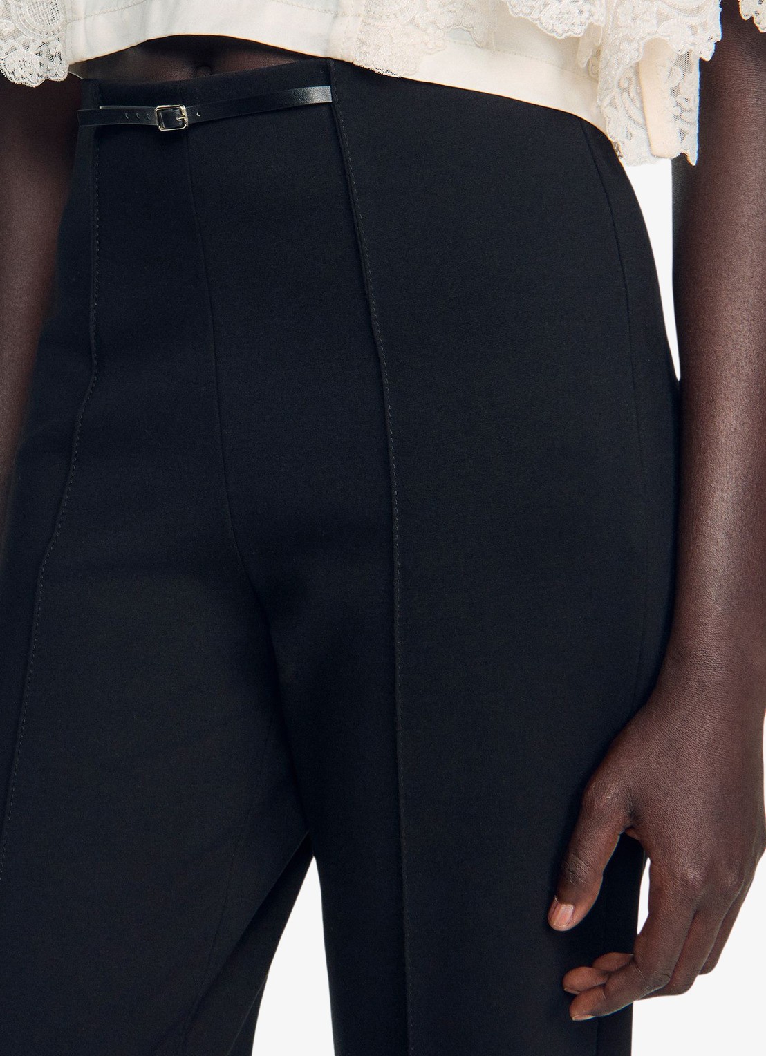 Sandro High waist straight fit broek met ritszakken - detail 3 zwart