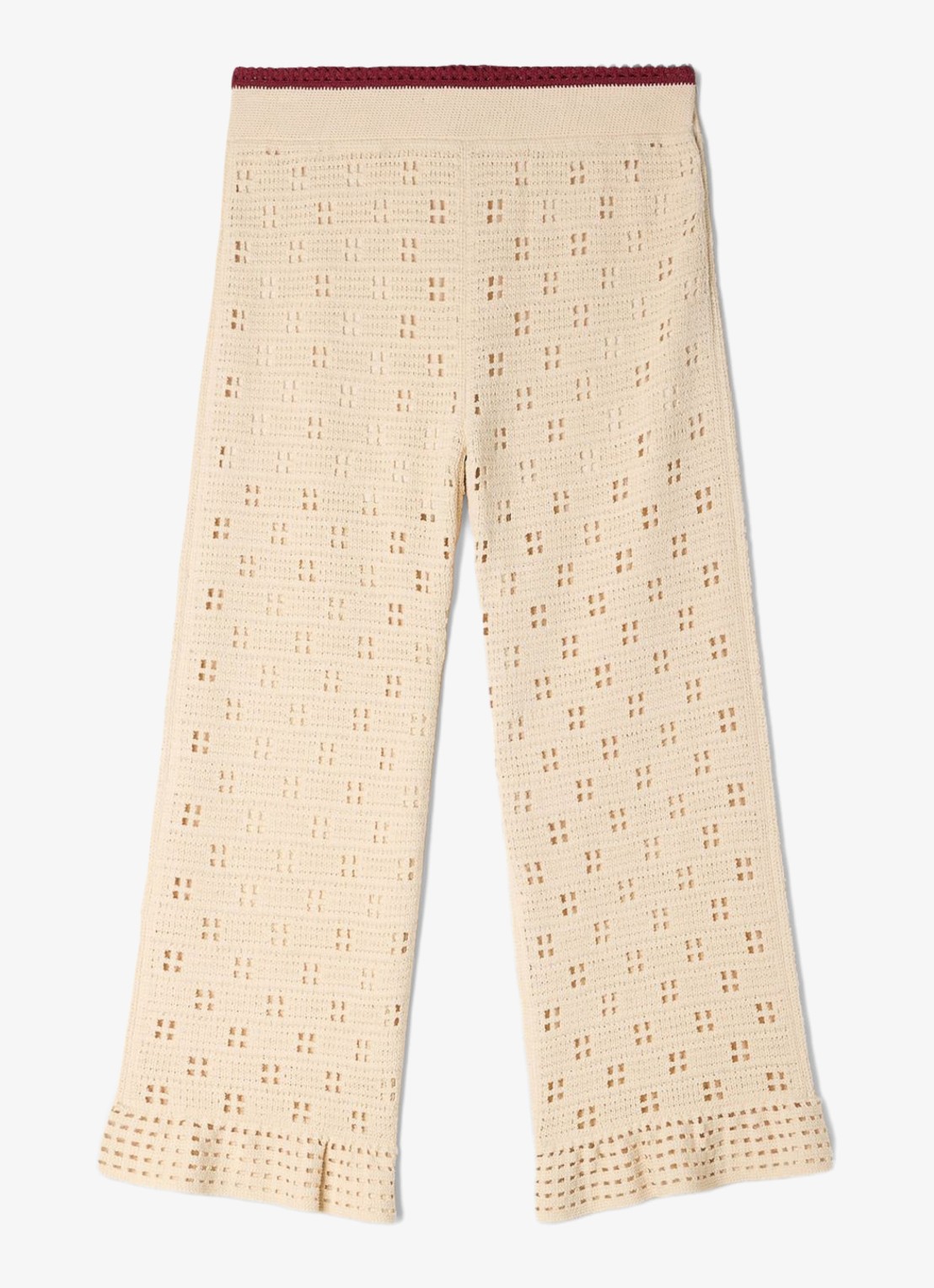 Sandro High waist straight fit broek van crochet - voorkant 5 beige