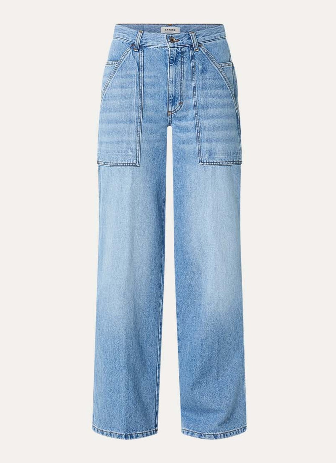 Sandro High waist straight fit jeans met lichte wassing - voorkant 2 indigo