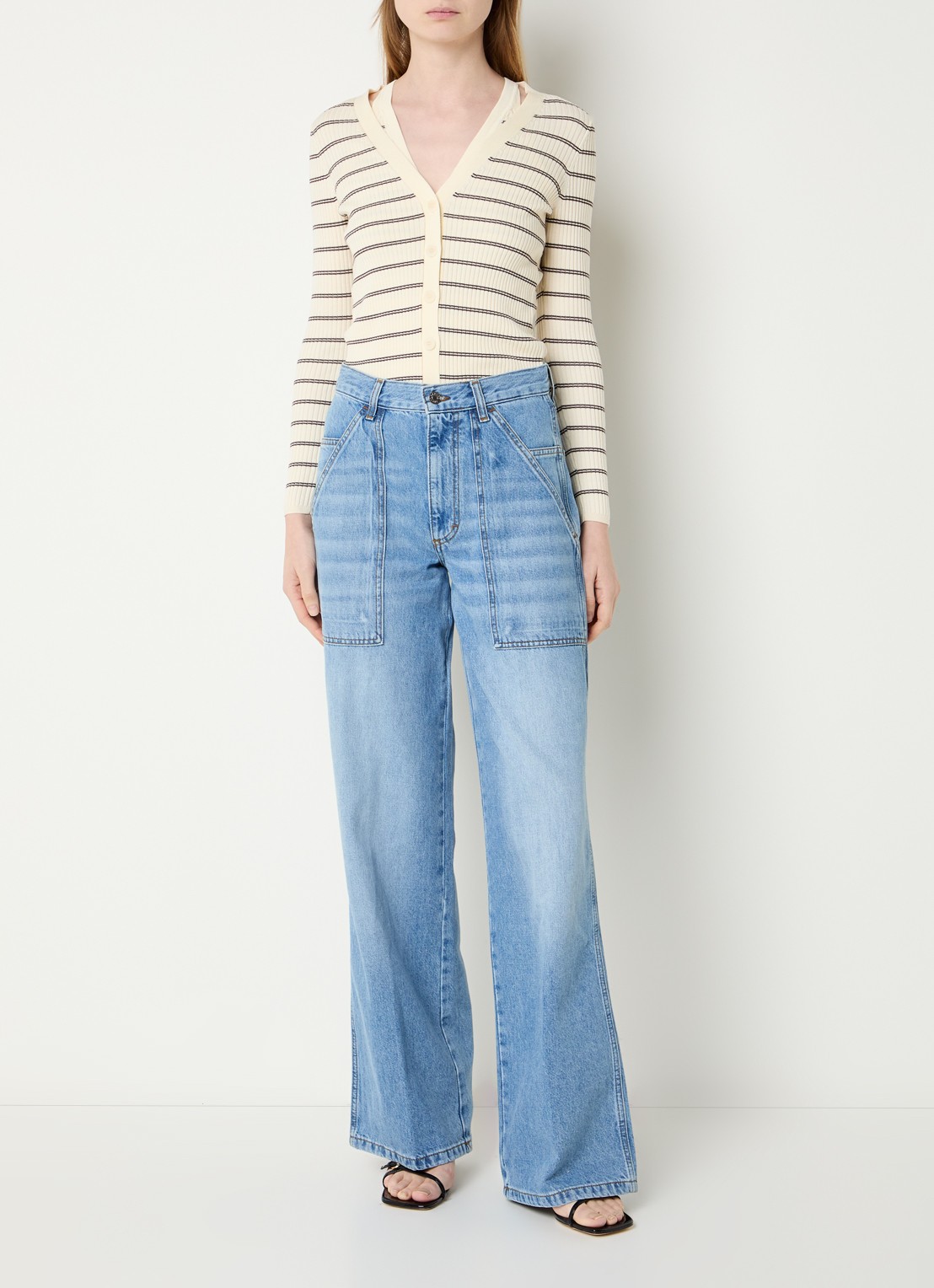Sandro High waist straight fit jeans met lichte wassing - voorkant 3 indigo