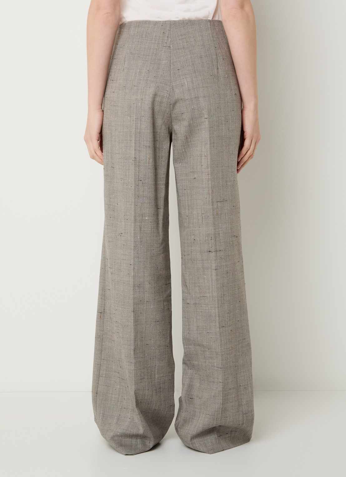 Sandro High waist straight fit pantalon in wolblend - achterkant 4 beige