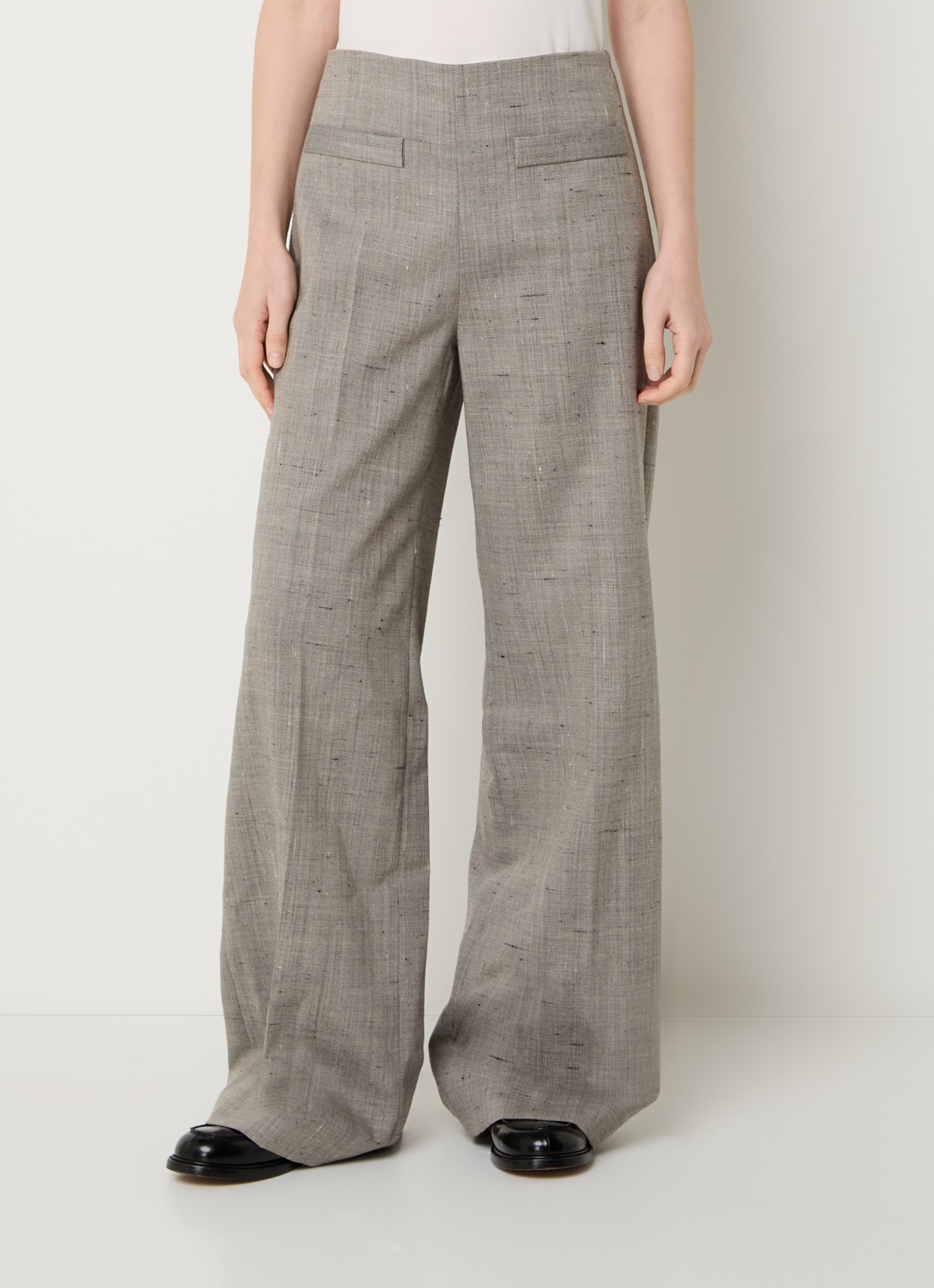 Sandro High waist straight fit pantalon in wolblend - detail beige