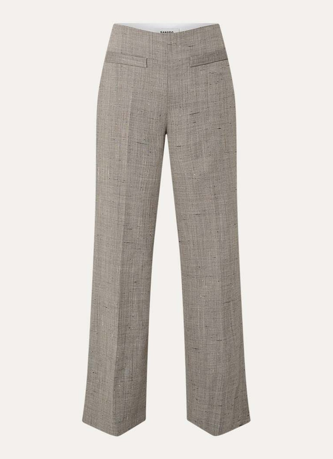 Sandro High waist straight fit pantalon in wolblend - voorkant 2 beige