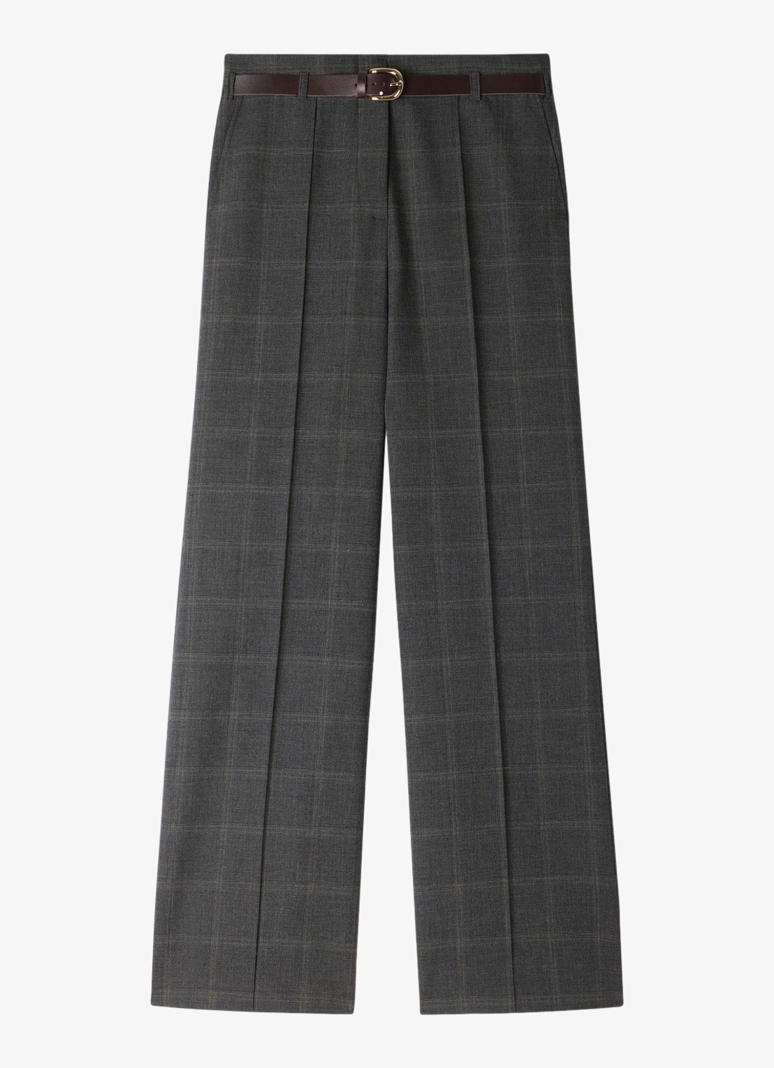 Sandro High waist straight fit pantalon in wolblend - voorkant grijs